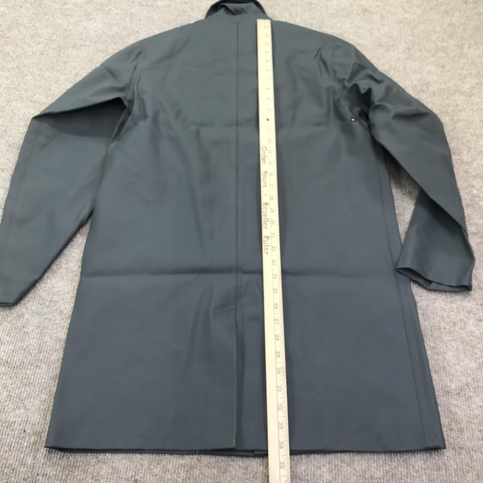 Stutterheim Raincoat Jacket Mens Small Gray Vasastan Waterproof PVC Coated