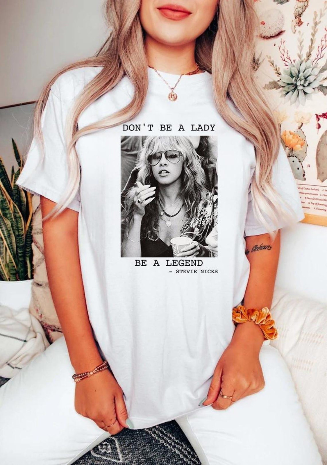 Stevie Nicks Retro T-Shirt Don’t Be a Lady Be a Legend Concert Tee