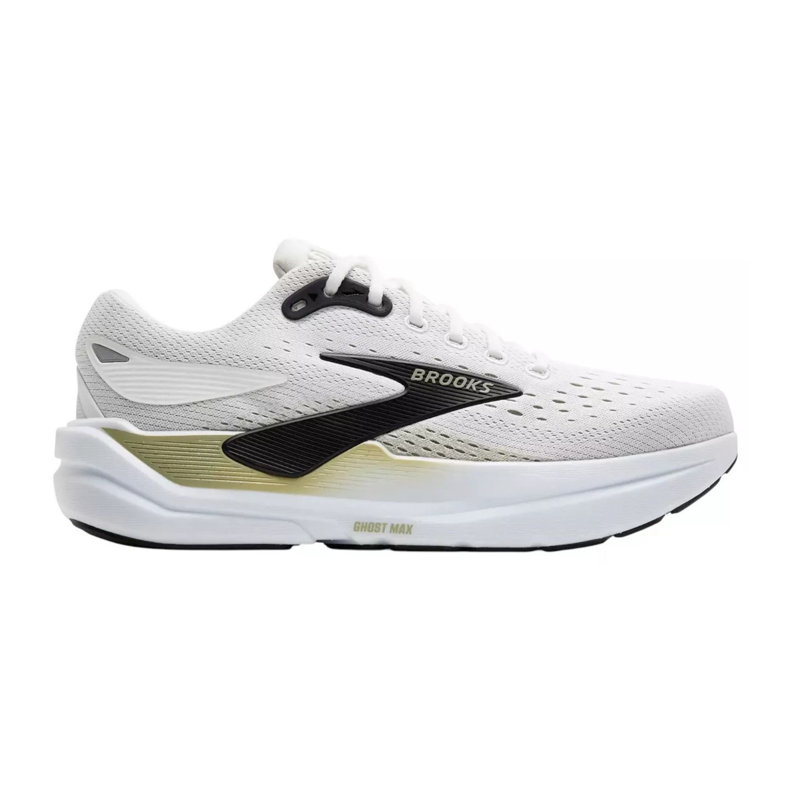Brooks Men’s Ghost Max 3 Running Shoes – Bright White/Tea/Black – Medium/D