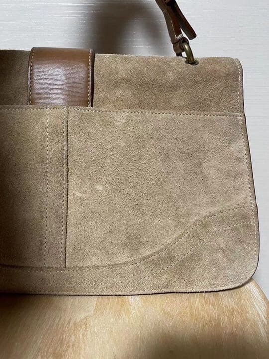 COACH Vintage Beige Suede Shoulder Bag Large A4 Business Tote 29cm 11.4in