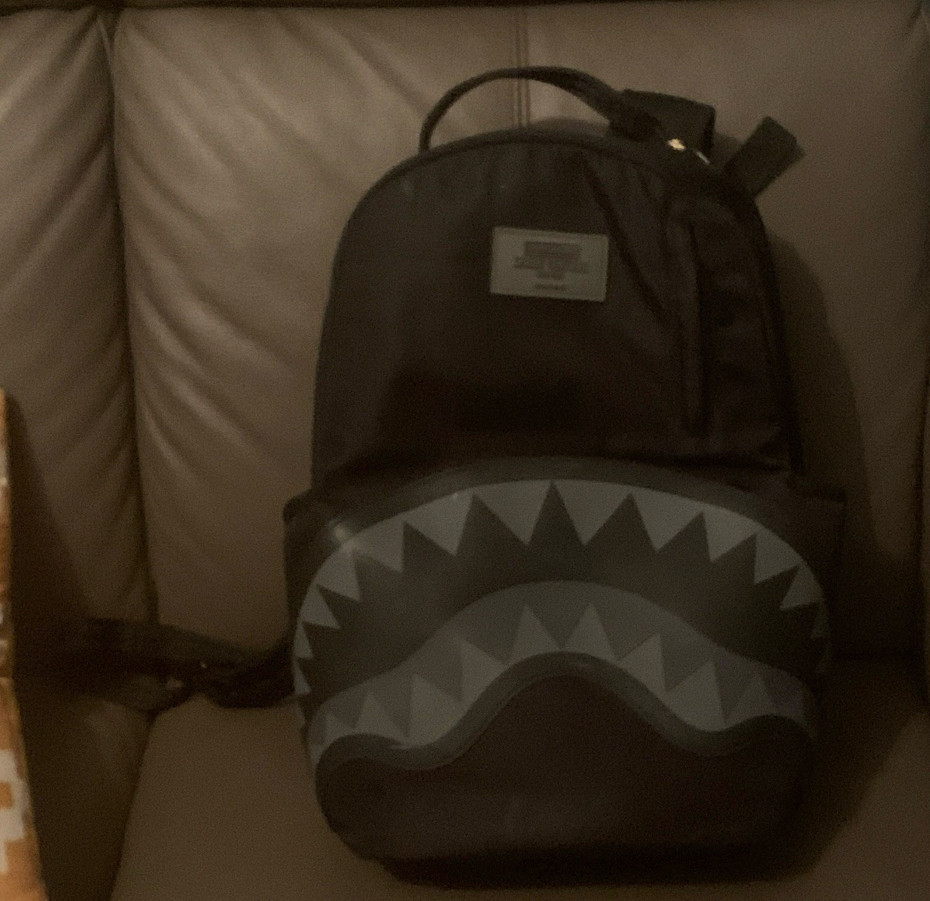 Kids Shark Backpack Small Black/Gray Polyester Zip w/ Pockets 12x9x5″