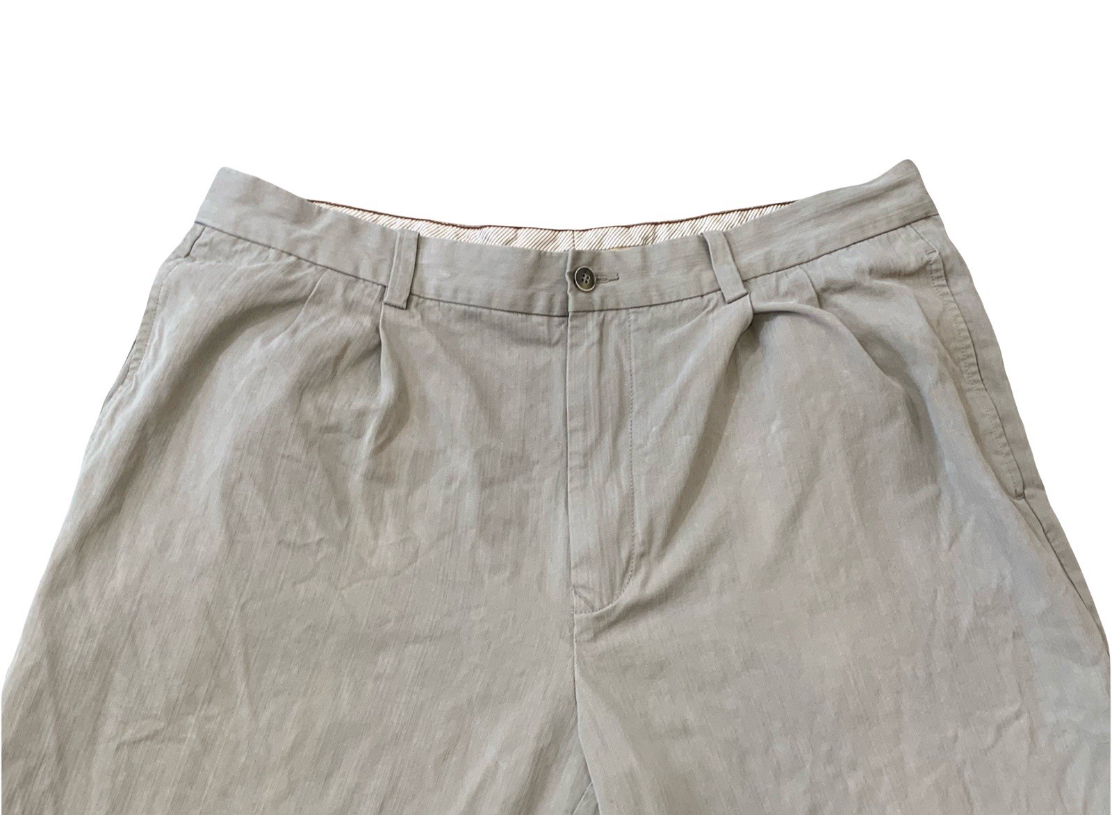 Tommy Bahama Pants Mens 36×34 Silk Rayon From Bamboo Pleated Dress Trousers Tan