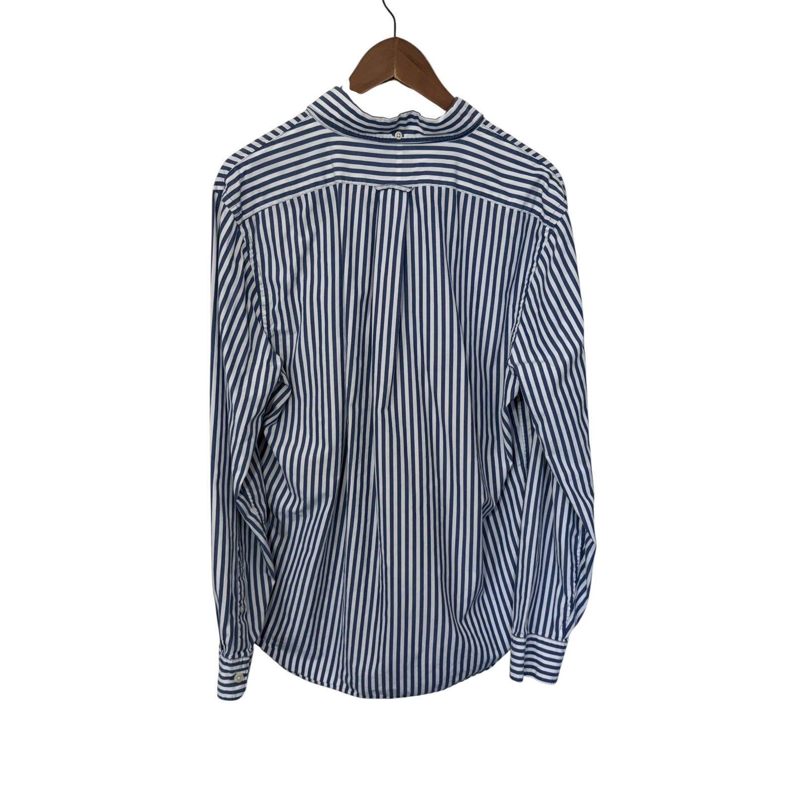 Todd Snyder Mens Blue Striped Button Down Shirt Large Tailored Crisp Poplin