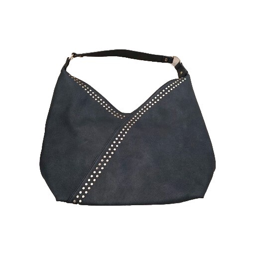 Hobo Purse Shoulder bag Charcoal Gray Studded Accents Fashion Vegan Mellow World