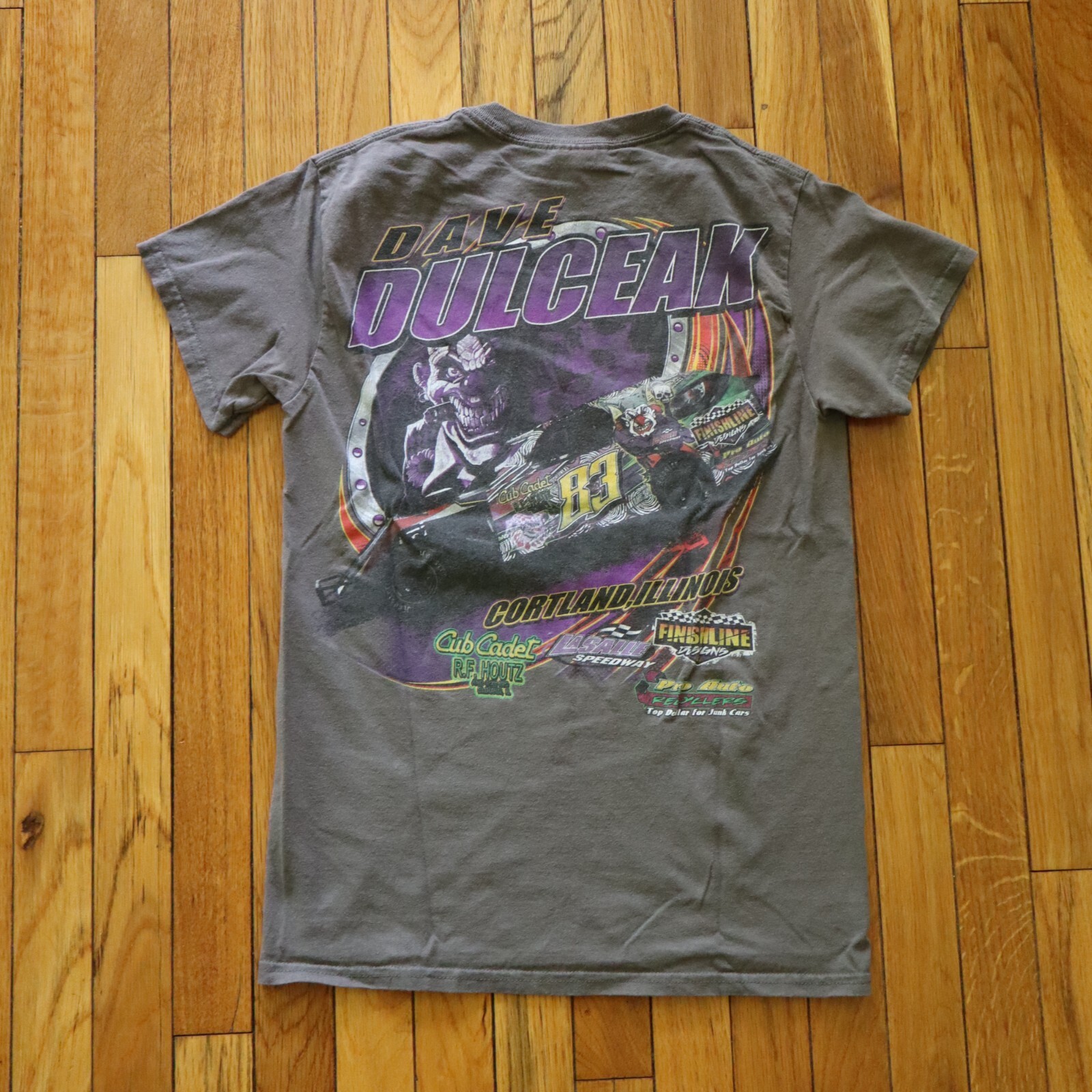 Vtg Dave Dulceak Racing T-Shirt Mens S Illinois Dirt Track Car Joker Graphic Tee