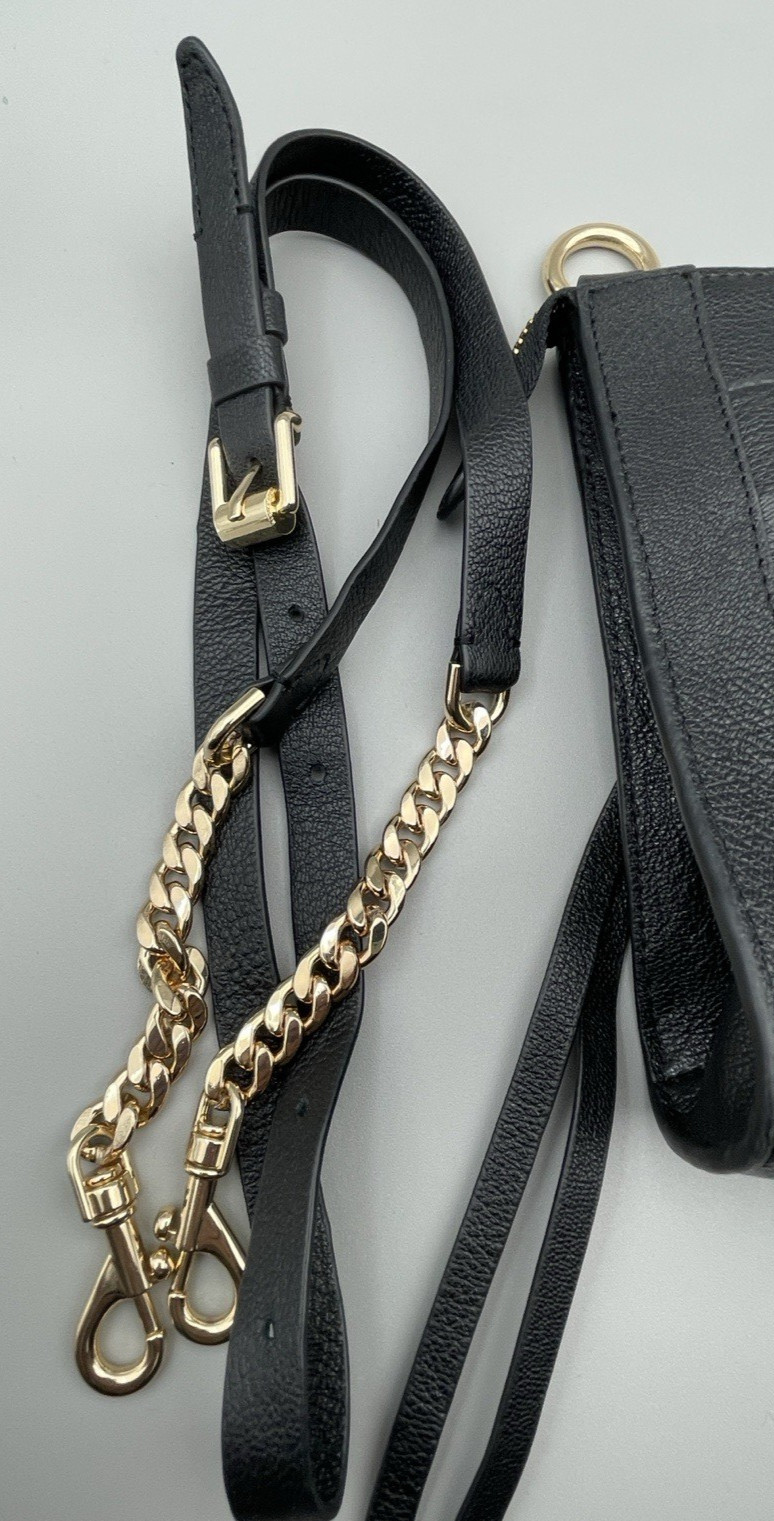 Rebecca Minkoff Women’s M.A.B. Crossbody Gold Studs Pebbled Black Leather Purse