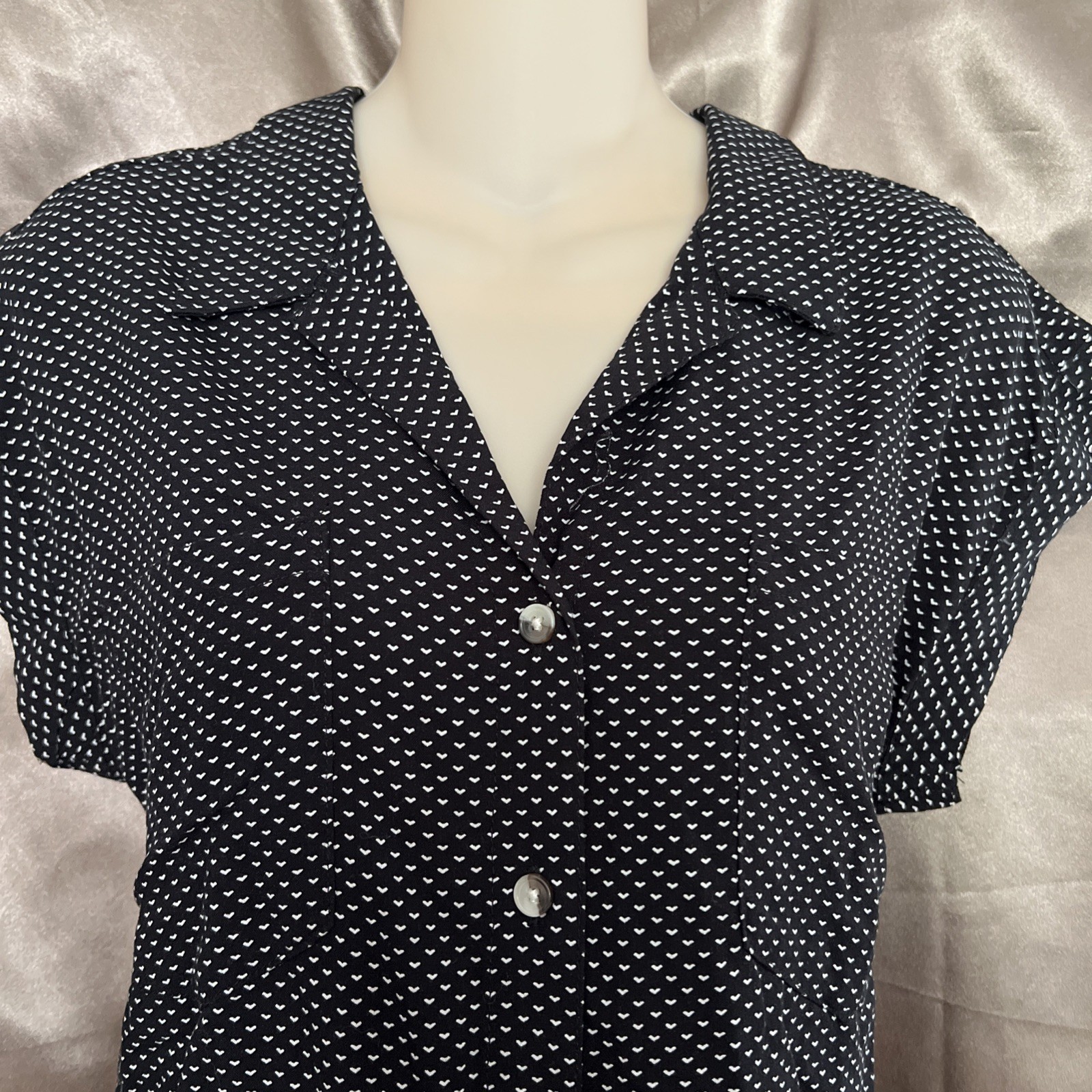 Jachs New York Girlfriend Ladie’s S Shirt Top Blouse Short Sleeve Black Dots