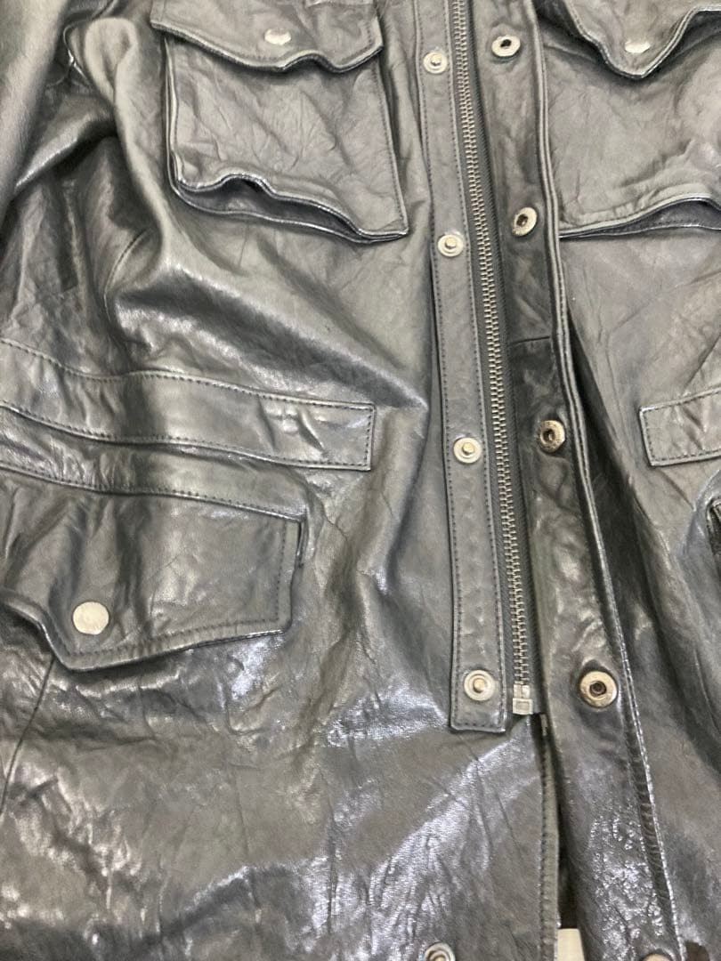 AVIREX VARSITY Leather Jacket Blouson Coat Men Size L Black Genuine