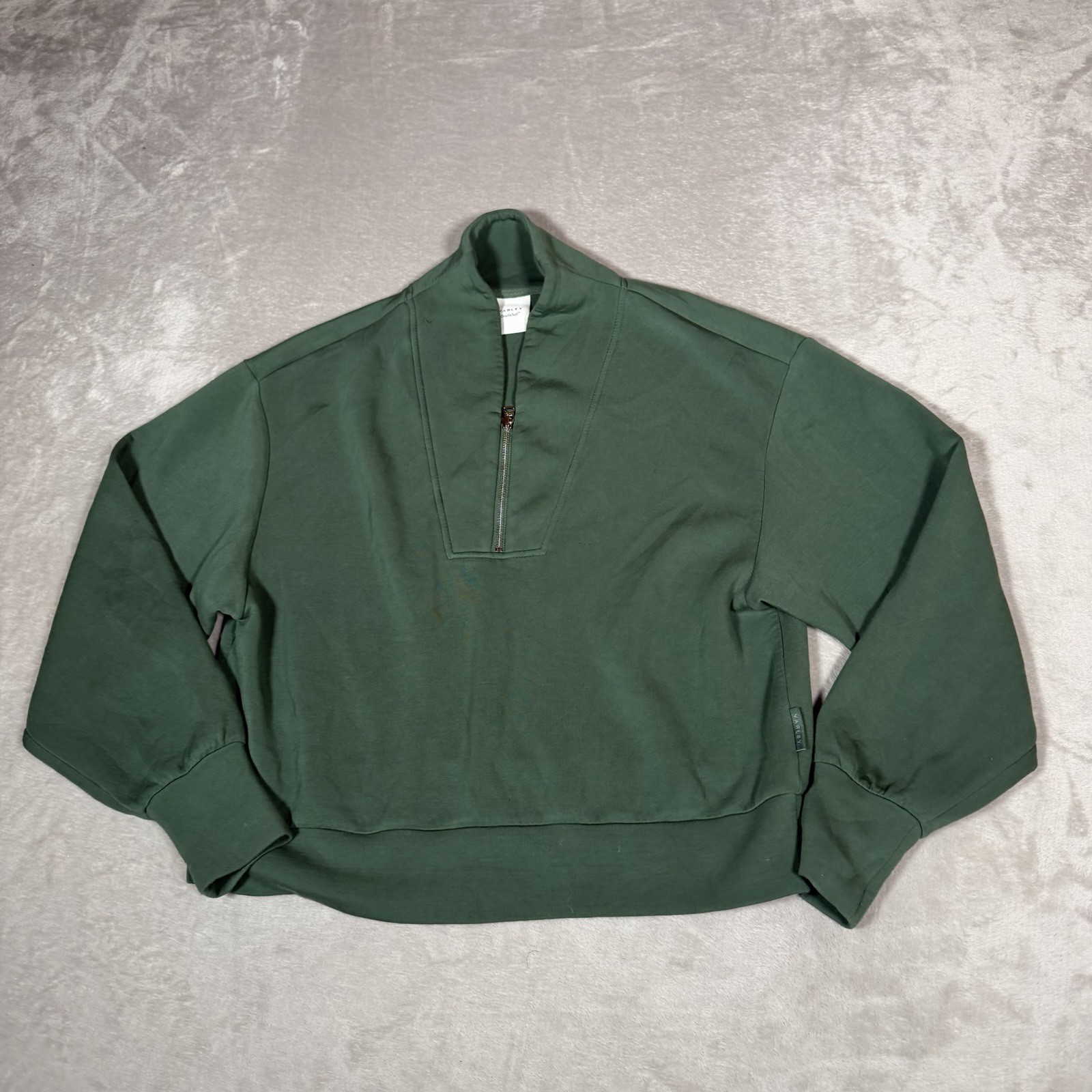 Varley Sweatshirt Womens Medium Green DoubleSoft Davidson 1/4 Zip Mock Neck