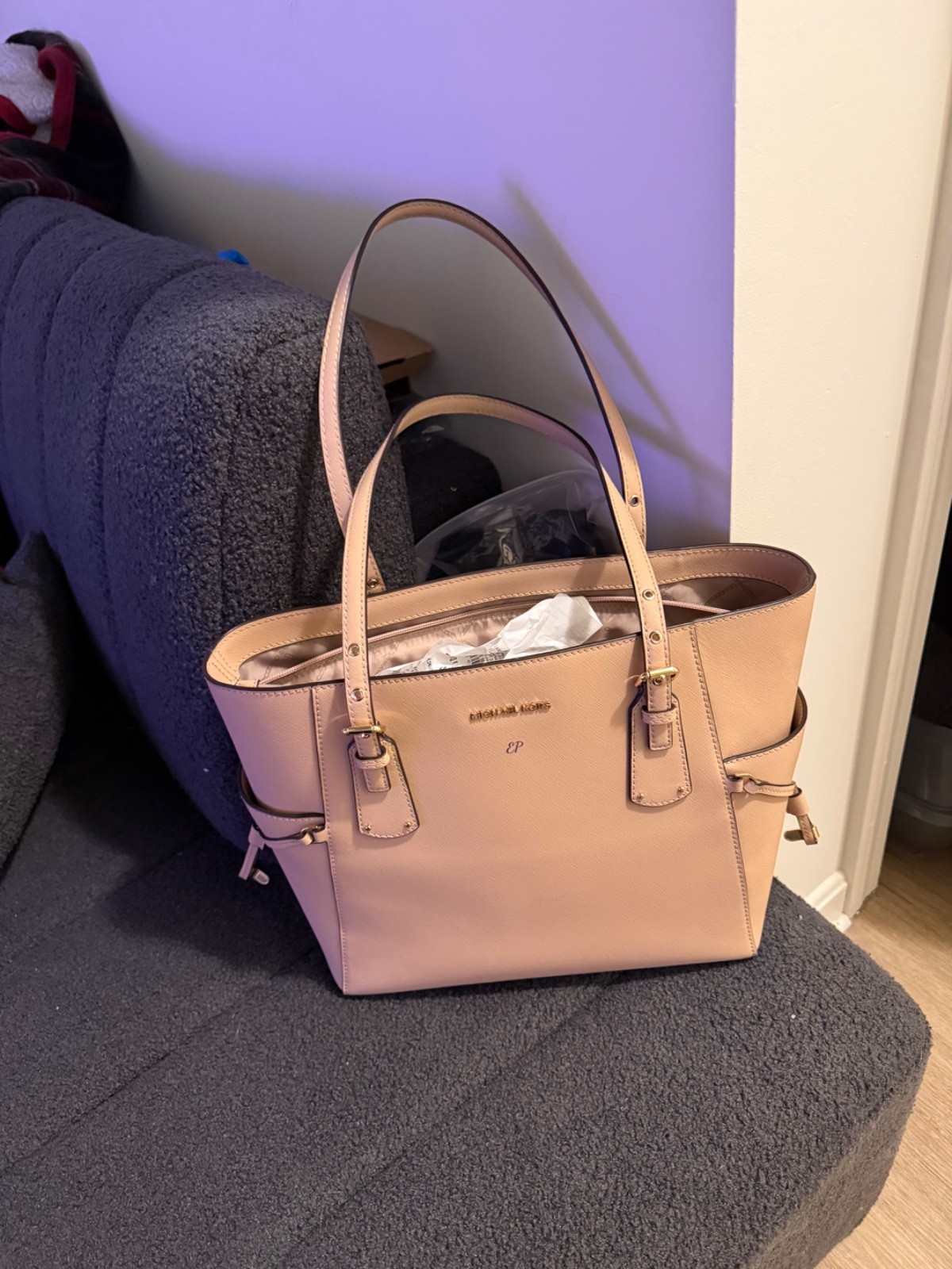 michael kors large leather tote bag oyster color