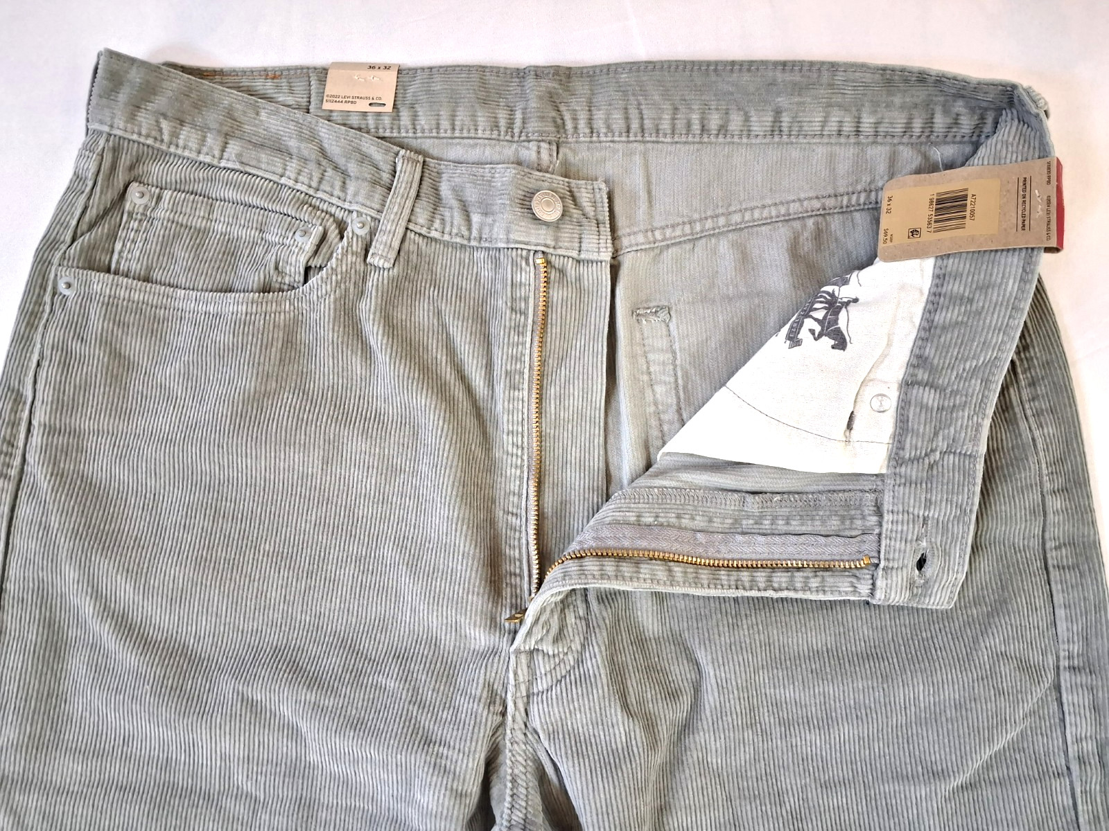 Levi’s Men’s 565 Corduroy Pants 30×30 Gray Loose Straight Fit 5-Pocket NWT