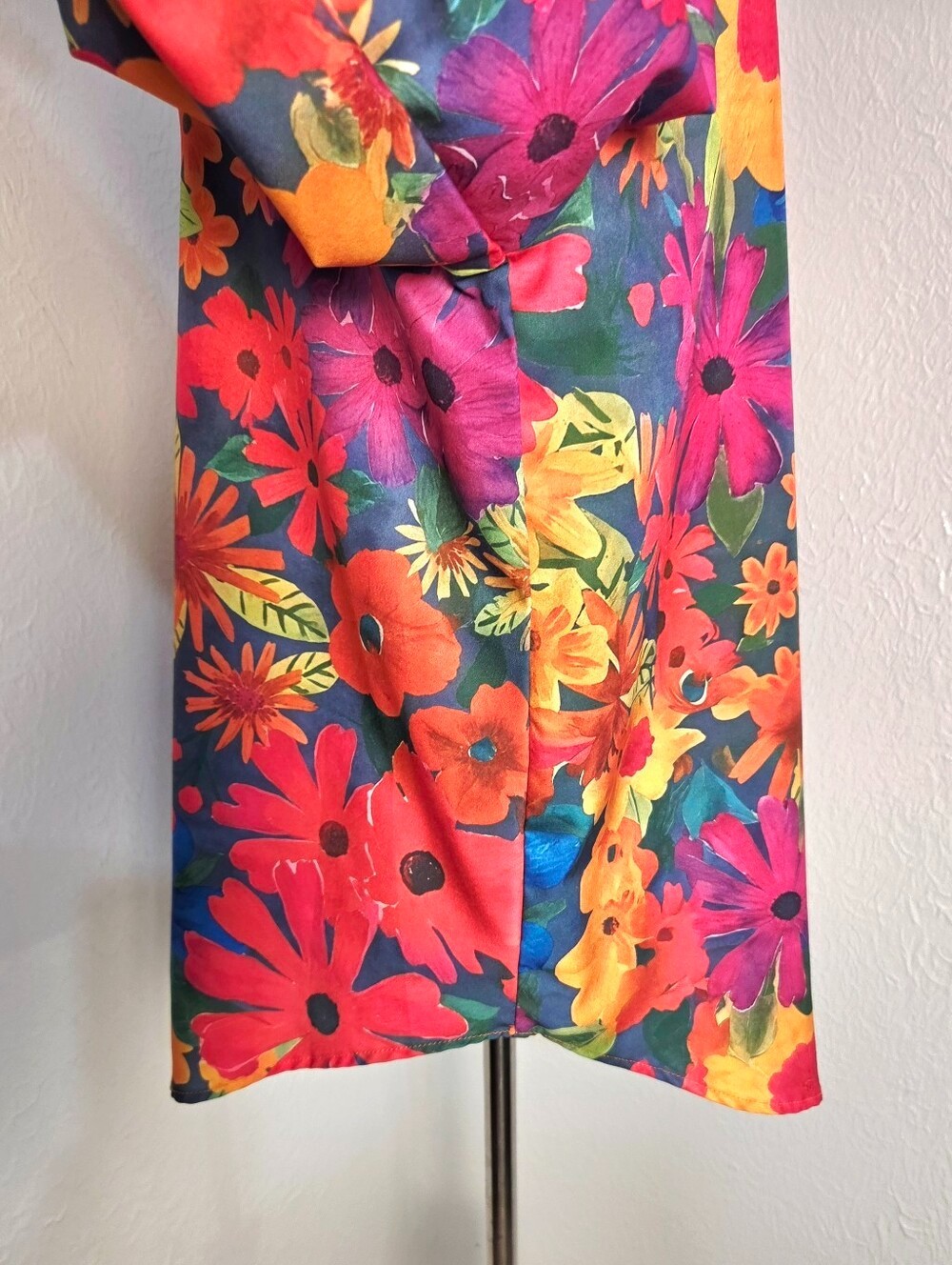 Bright Funky Flower Button-Up Blouse, Multicolor, Size XL