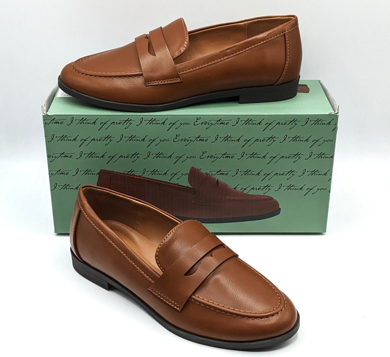 Kensie “Gitty” Women’s Slip-On Penny Loafer w/Padded Footbed (Cognac) – NEW