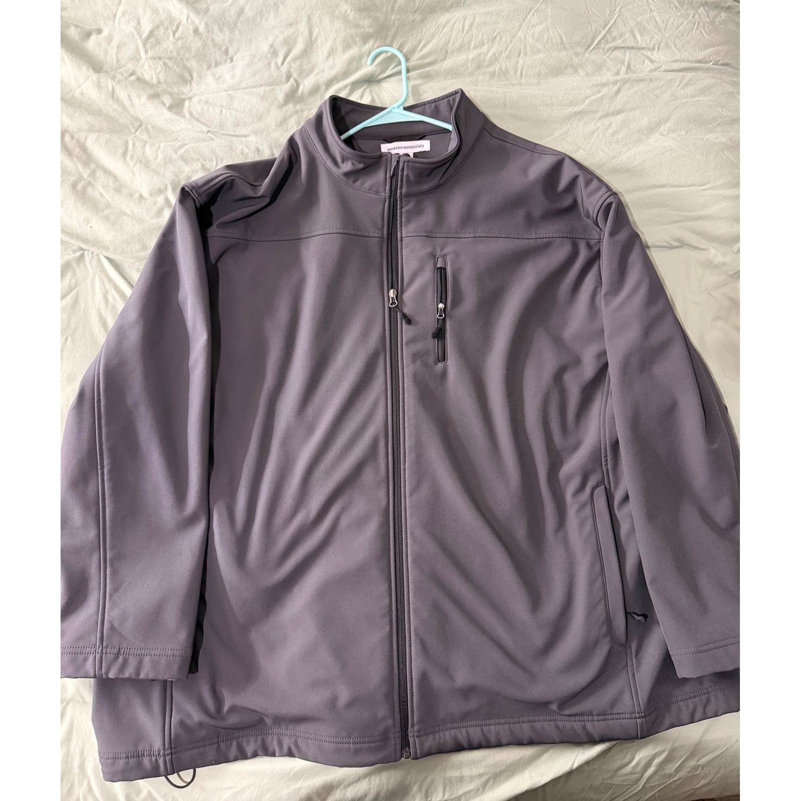 Amazon Essentials Mens Softshell Jacket Charcoal Grey Full Zip Mock Neck 4XL
