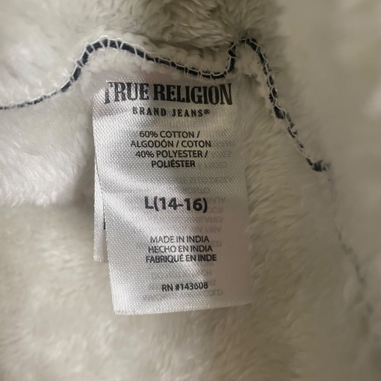 True Religion Sharpa Lined Hoodie Jacket Womens L Black Zip-Up