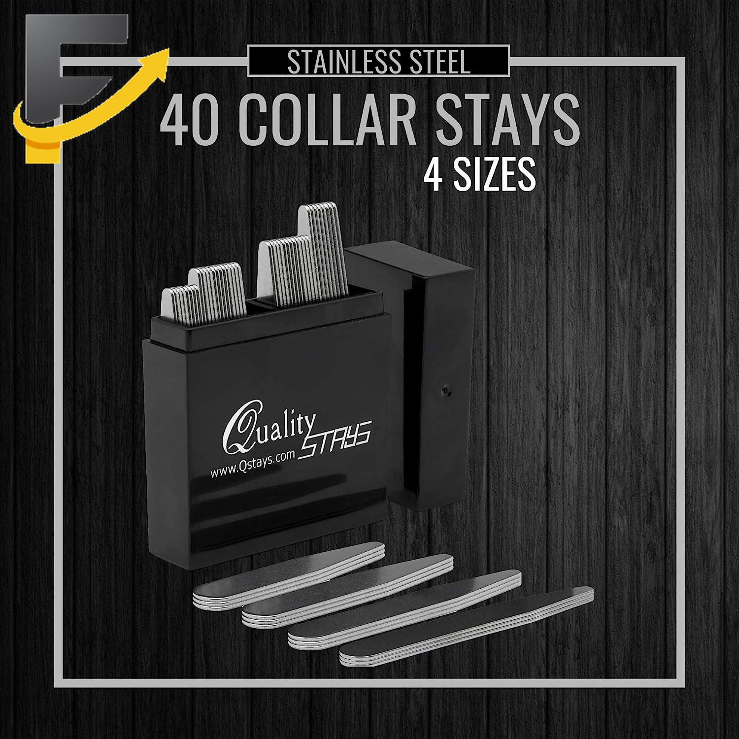 Metal Collar Stays for Men 40-Piece Set in 4 Sizes for Dress Shirts by
