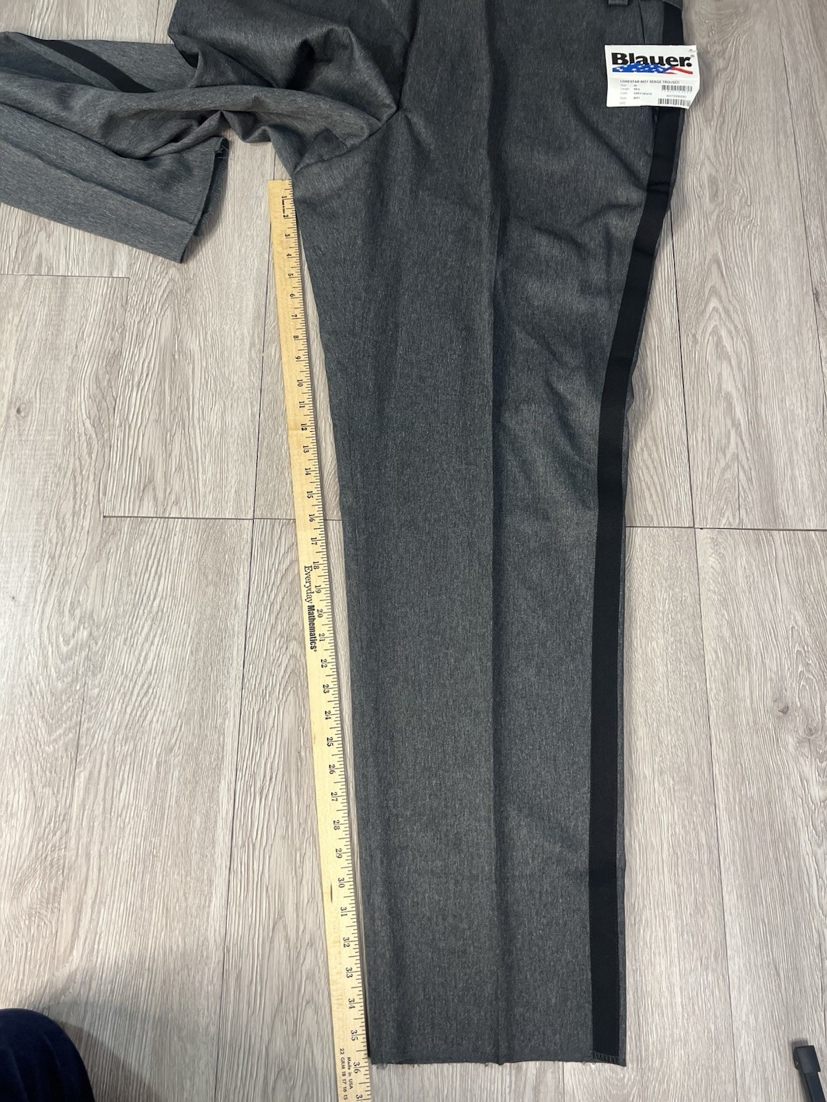 New Blauer Lonestar 8651 Serge Trouser Size 46 Reg Gray Heath Black Stripe New