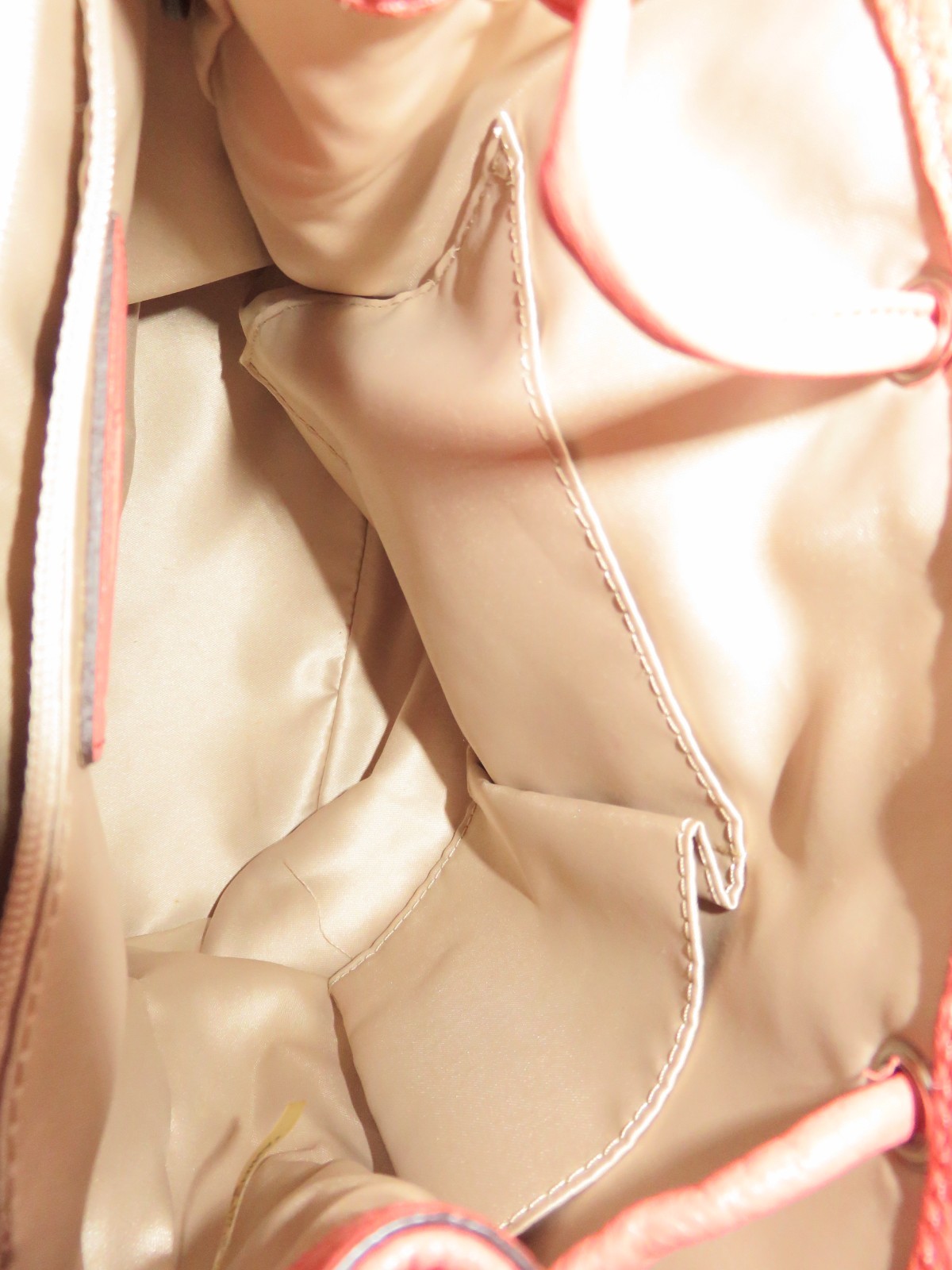 COACH Coral Red Leather Backpack With Turn Lock Drawstring Tags 24385
