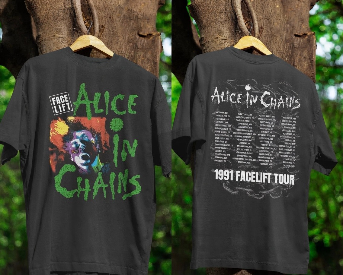Alice In Chains – Facelift Tour 91 – Front and Back Print Adult T-Shirt