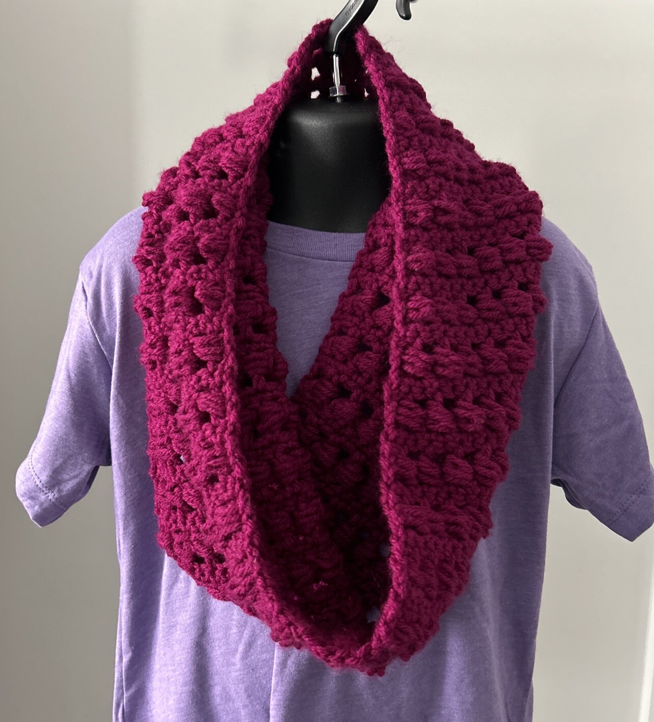 Berry Cowl Infinity Scarf – Handmade Crochet – Unique Design – Warm And Cozy