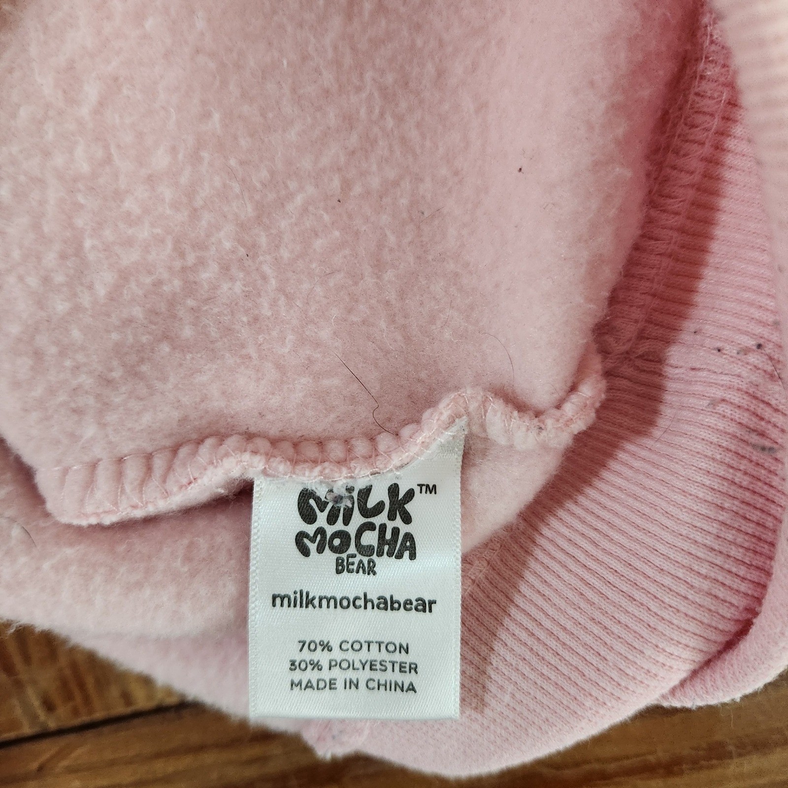 Milkmochabear Official Smooch & Snuggle Pink Fleece Hoodie Heavy Embroidered XXL