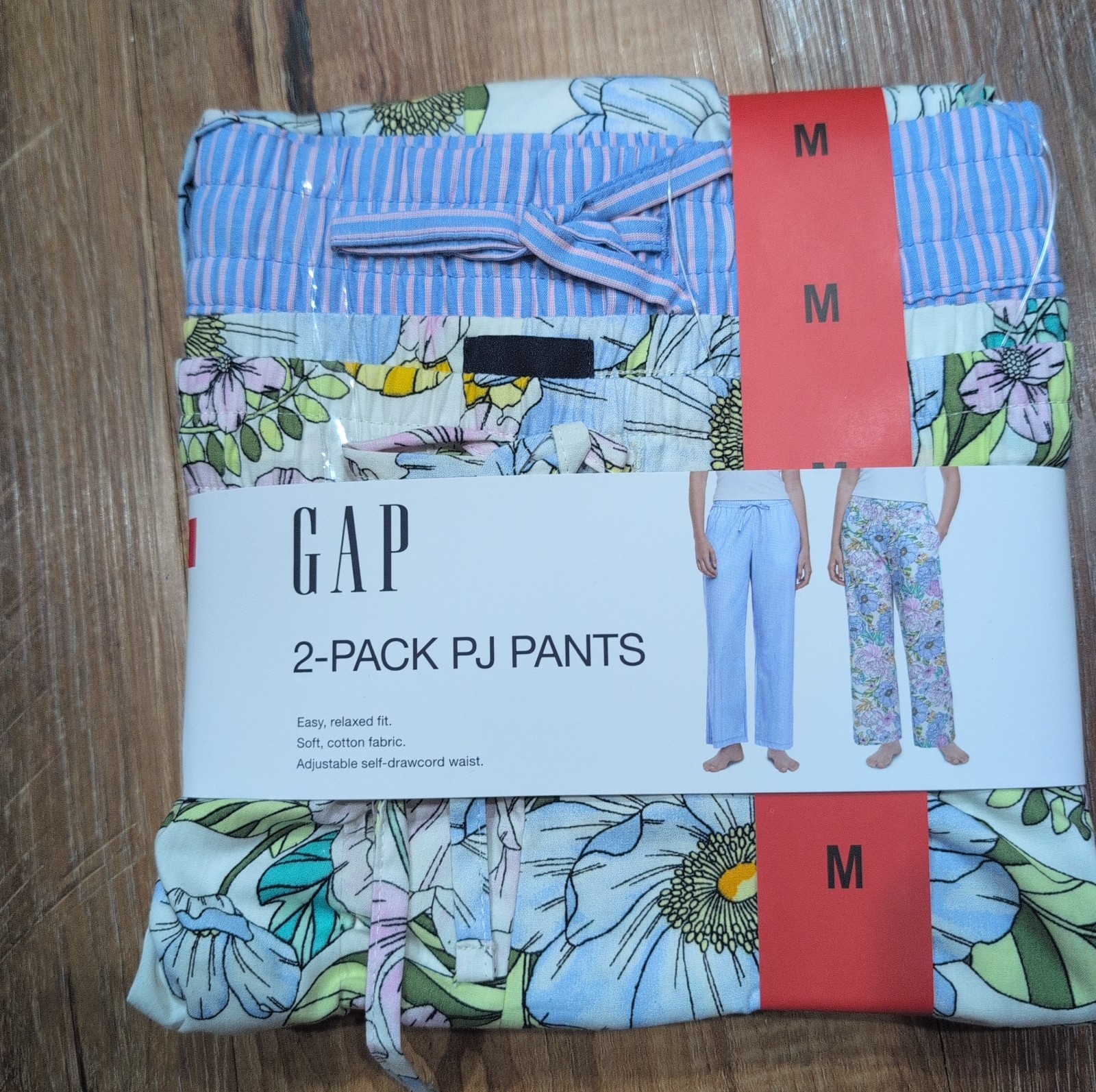 Gap Women’s 2-Pack Relaxed Fit Cotton PJ Pants, Blue, Size M