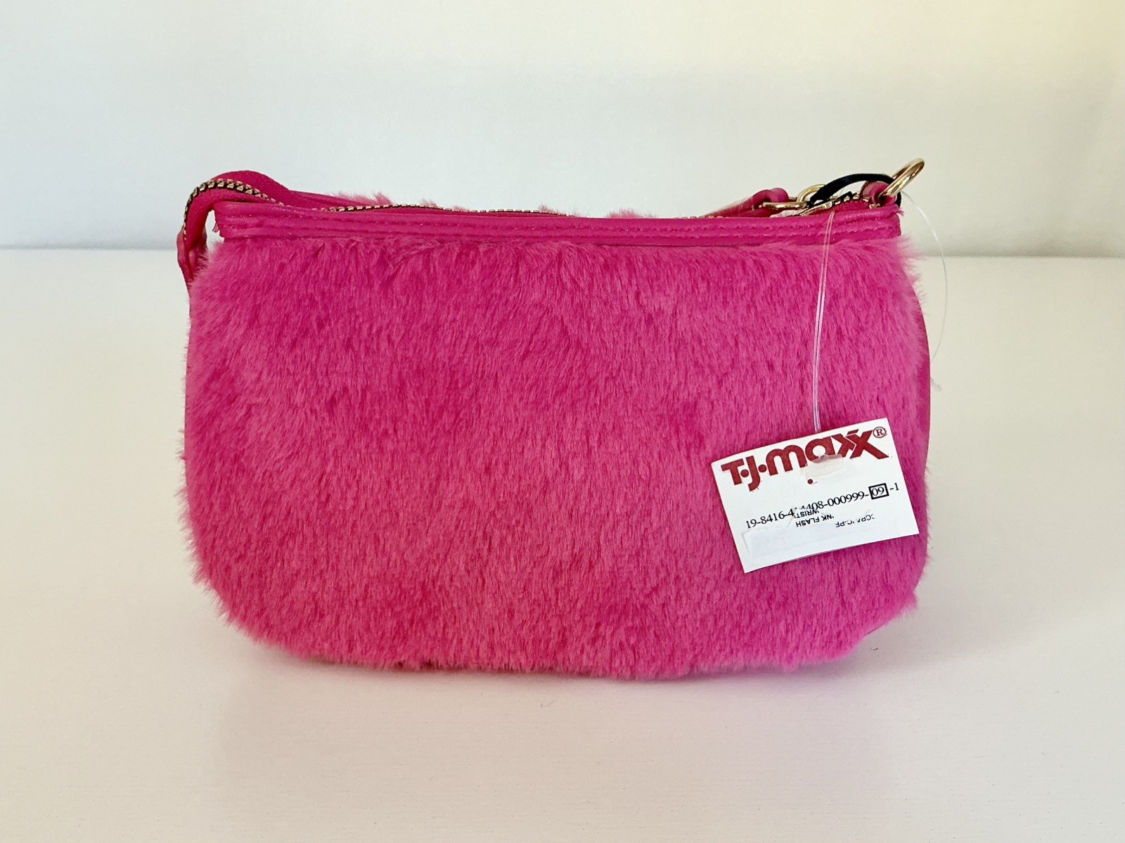 Juicy Couture Hot Pink Flash Faux Fur Get Cozy Mini Wristlet Purse Y2K style NWT