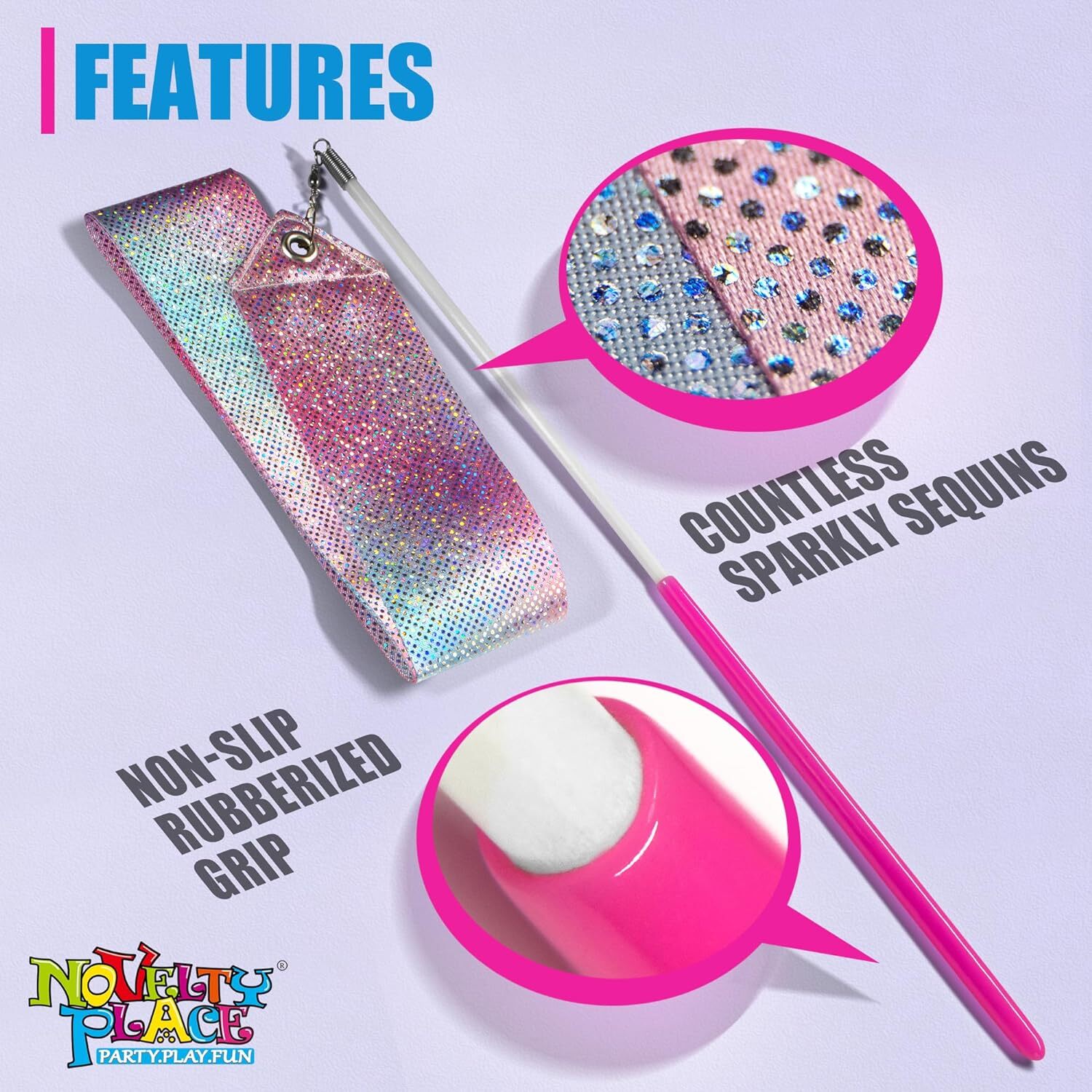 2 Pcs Sparkling Dance Ribbons Streamers, Gymnastics Ribbon Wands Rhythm Sticks