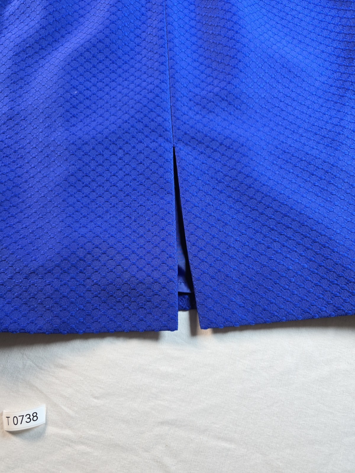 Tahari Arthur S. Levine Blue Textured Sheath Dress SQ Button Closure Size 6