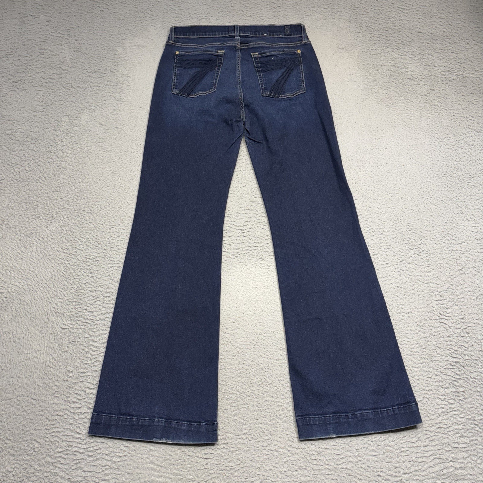 7 For All Mankind Dojo Jeans Womens 29 Blue Flare Mid Rise Dark Wash Denim Pants