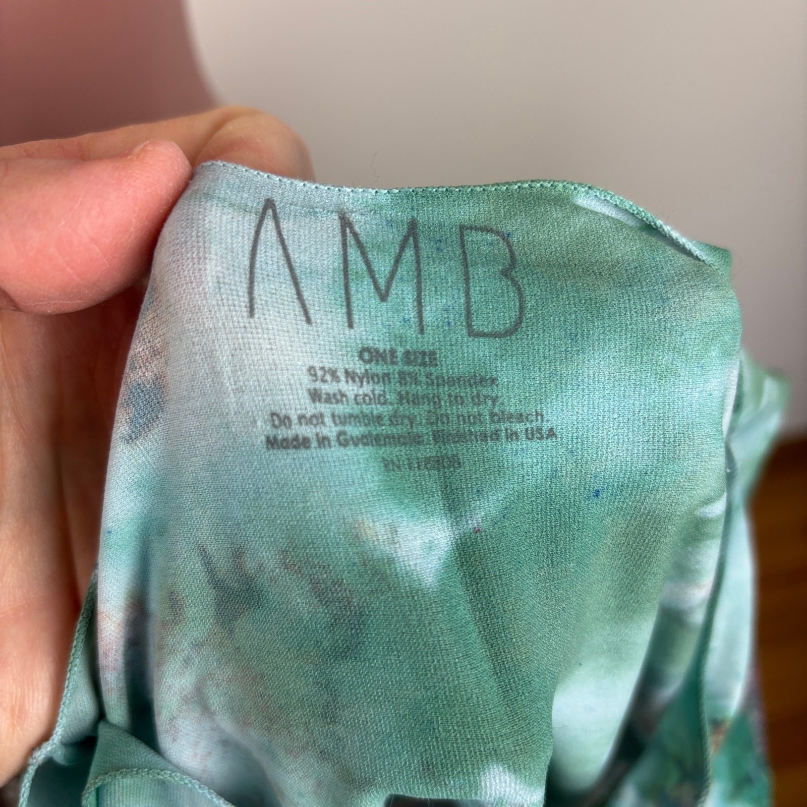 AMB second skin mesh top semi sheer green blue One Size tie dye