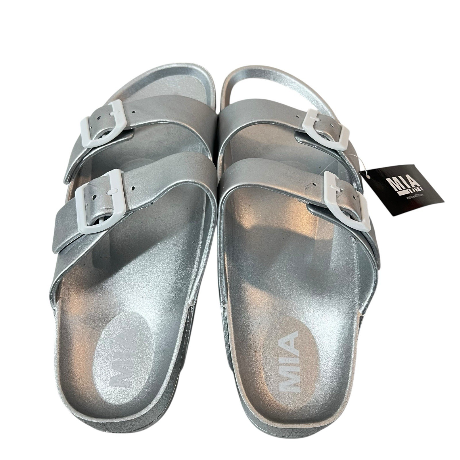 Mia Jasmine Silver Sandals Slides Womens