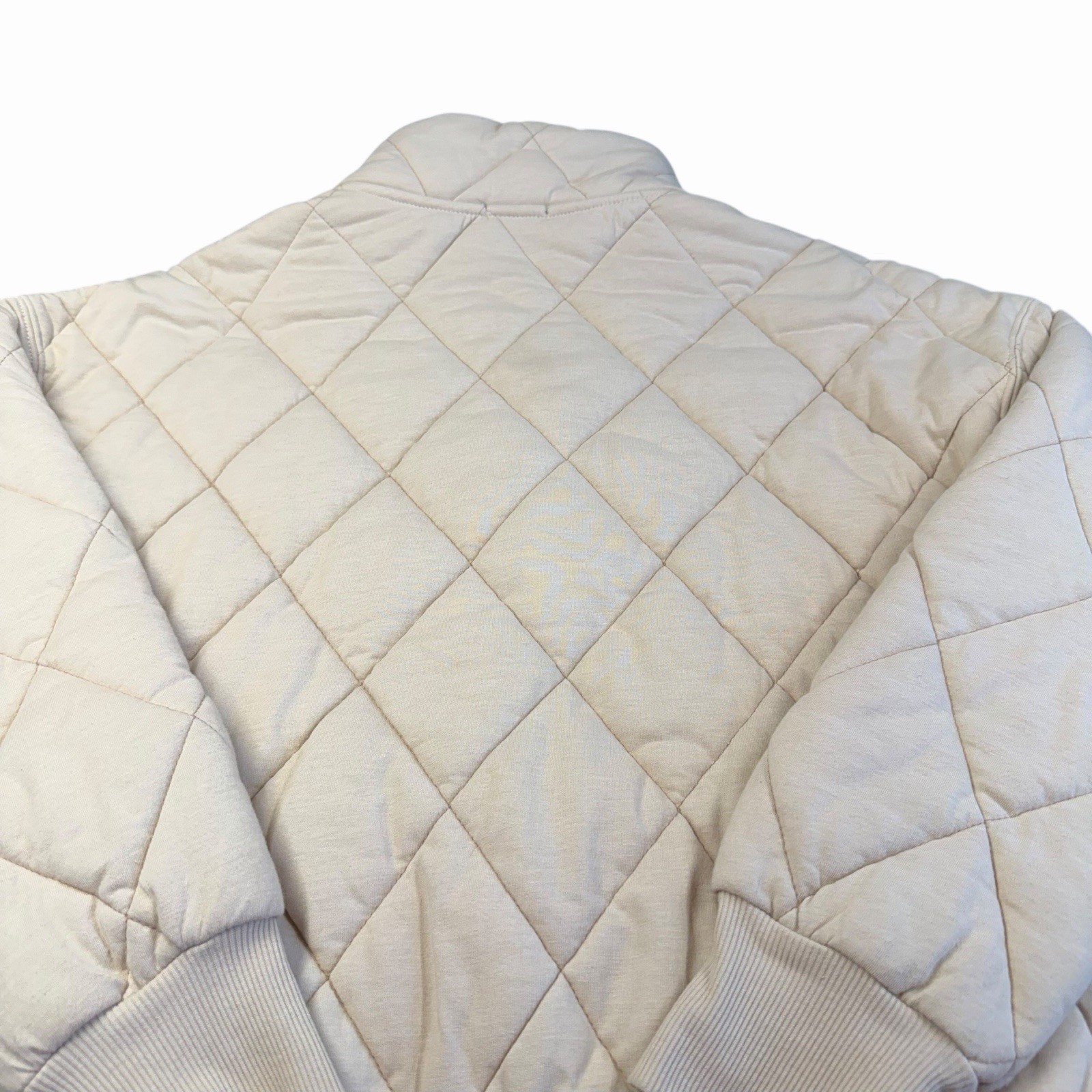 Wild Fable Quilted Button Front Jacket Cream Collared Casual Size S