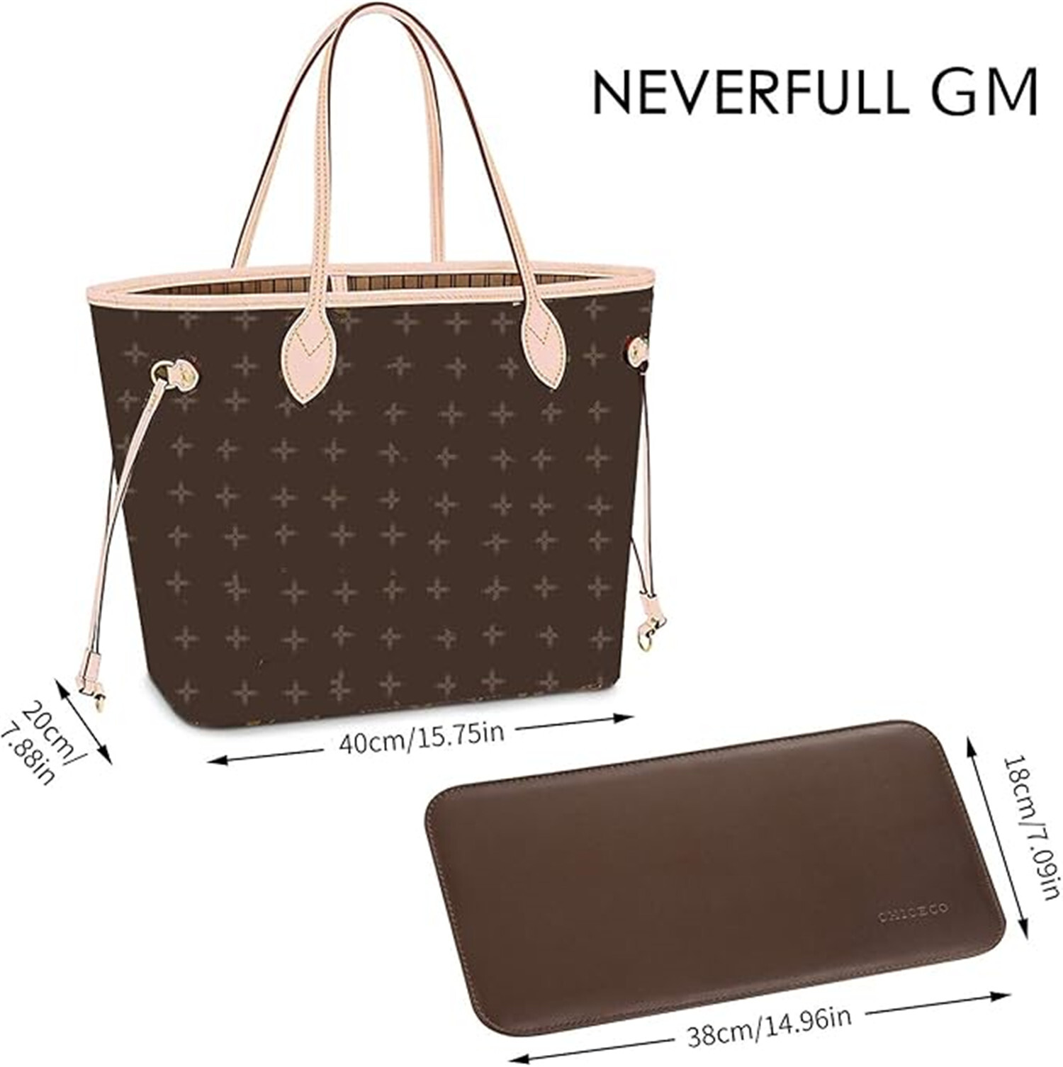 CHICECO Handbag Base Shaper for LV Neverfull MM Speedy 30 Vegan Leather and Felt