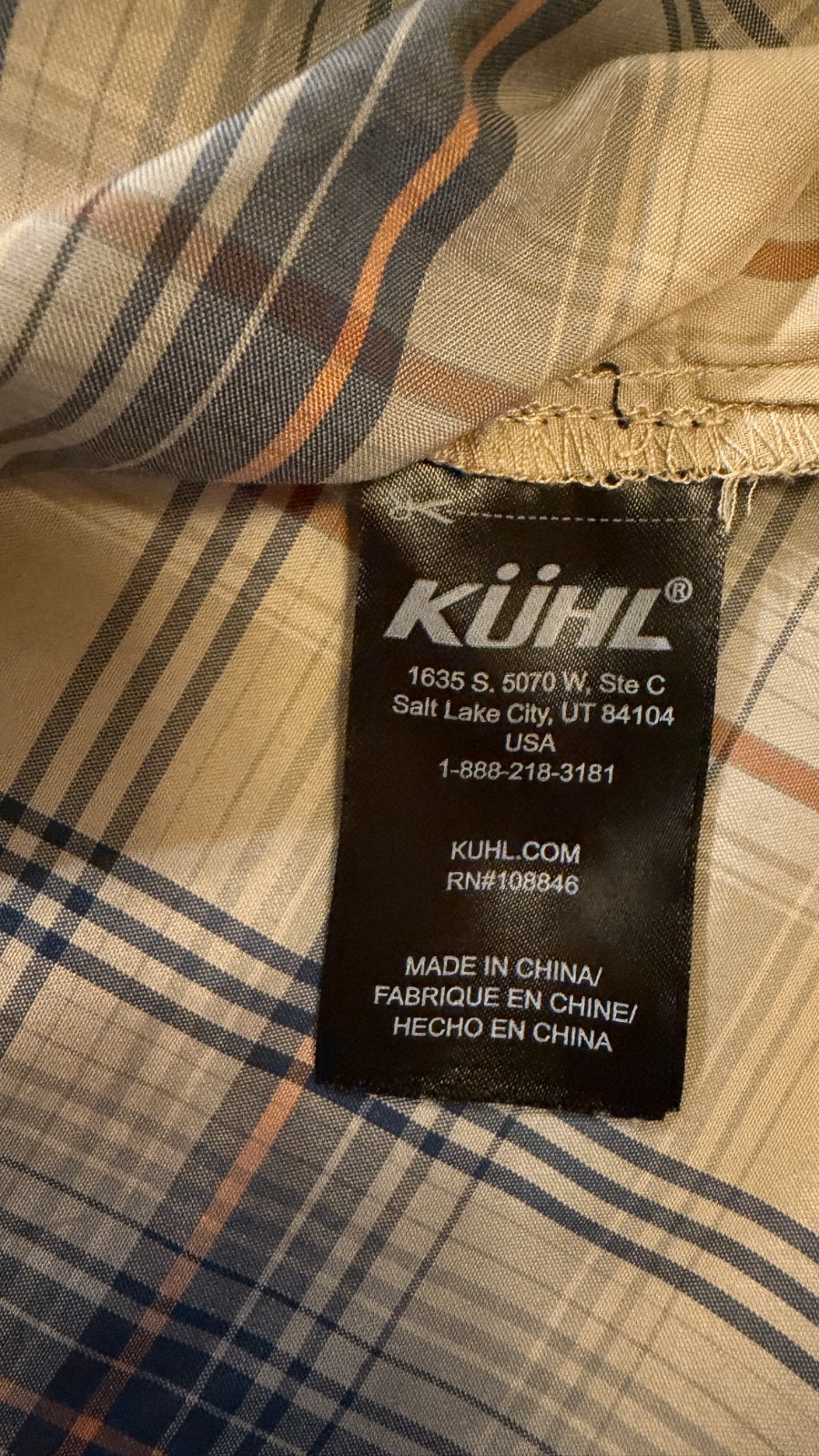 KÜHL Elüxur Men’s Medium Plaid Short Sleeve Outdoor Shirt
