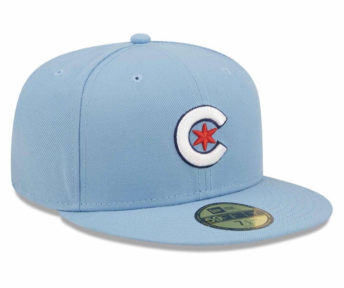 CHICAGO CUBS NEW ERA 59FIFTY CITY CONNECT FITTED HAT CAP LIGHT SKY BABY BLUE WOW