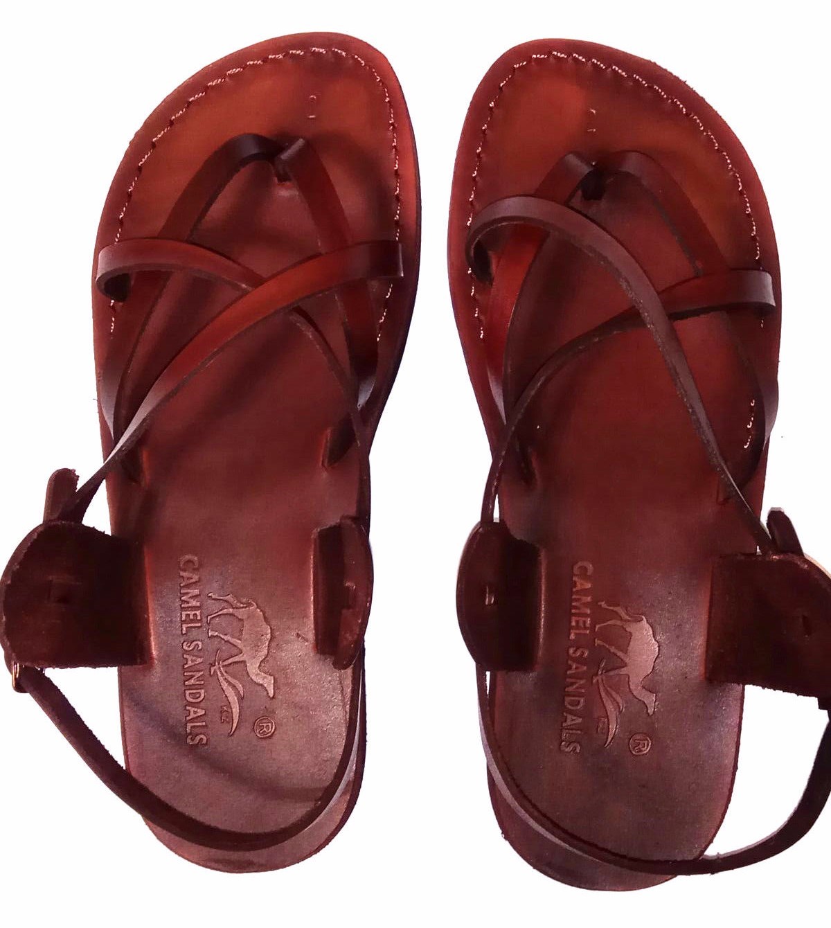 Brown Leather Roman Gladiator Jesus Sandals Strap Handmade US 5-16 EU 36-50
