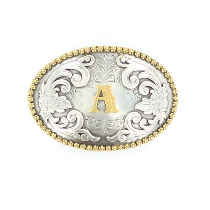 Nocona Antique Scroll & Initial Oval Belt Buckle 37072