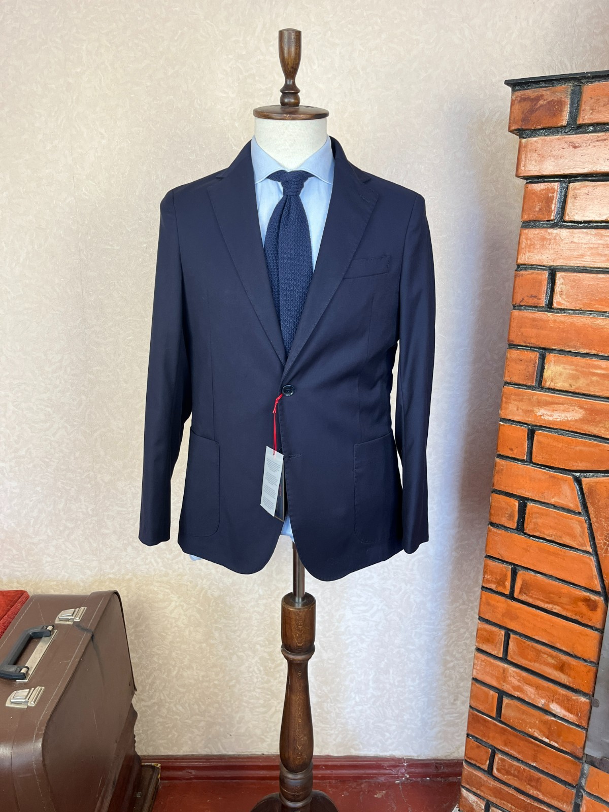 NWT! Linea Sartoriale Milano Wool Navy Blue Half Lined Blazer Jacket 38, EU 48