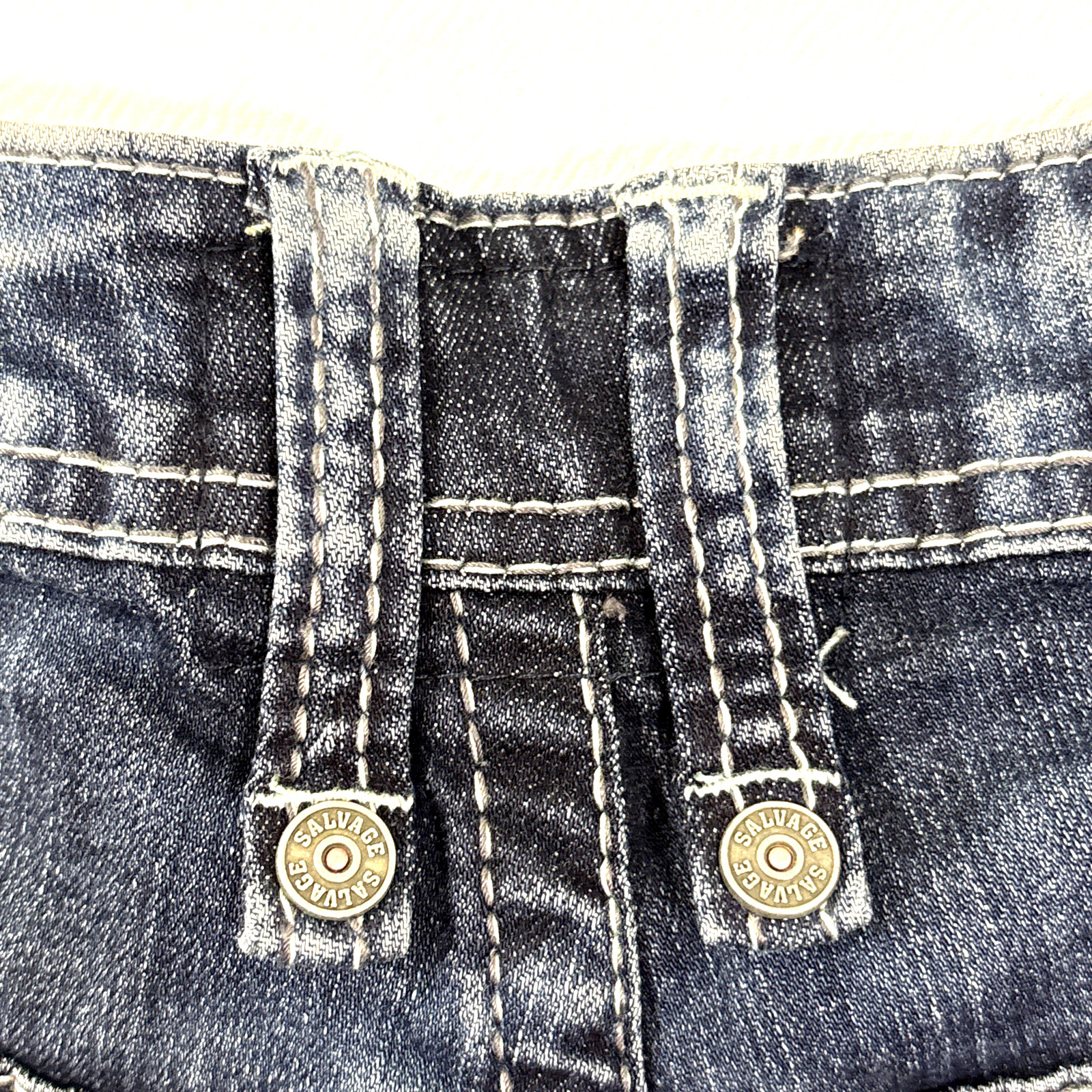 Salvage Denim Anarchy Jeans Mens 31R 32×32 Relaxed Straight Buckle Blue EUC