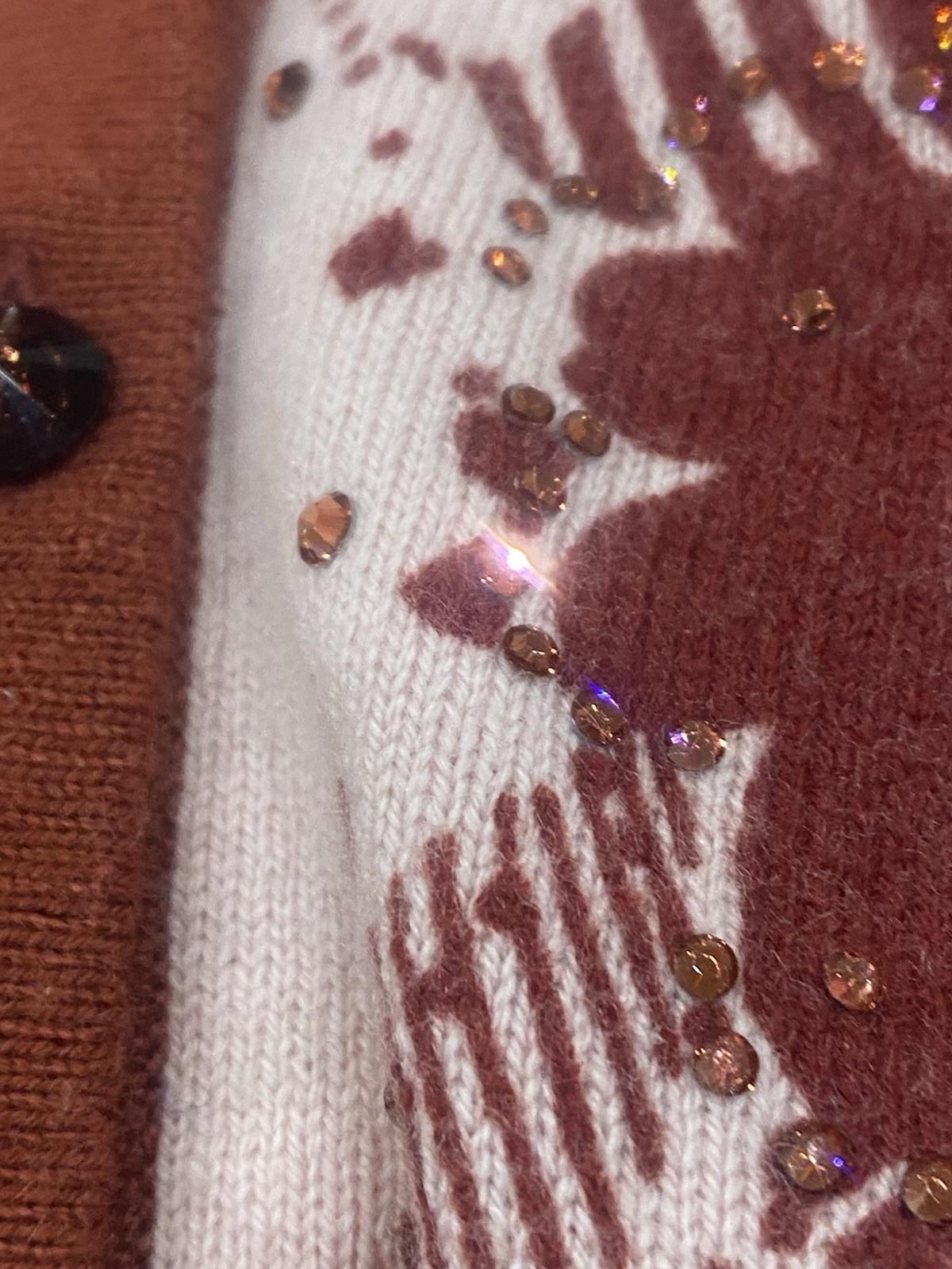 Erdos 100% Cashmere Cardigan M 95 Crystal Buttons Up Quiet Luxury Diamontes Pink