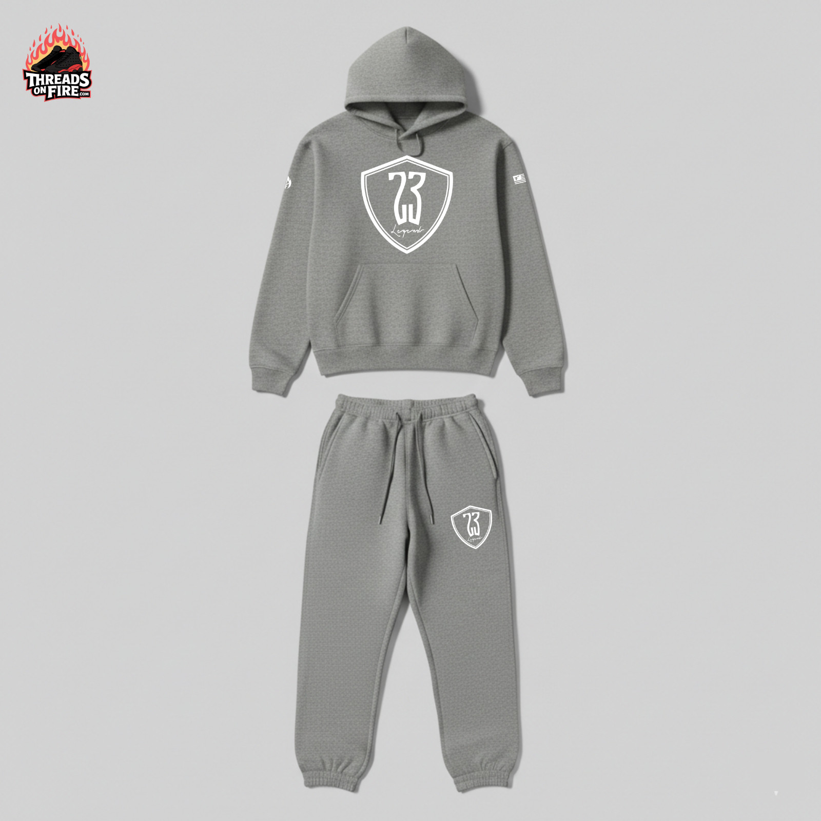 Men’s Grey Sweatshirt Hoodie Joggers Sweatsuit To Match Air Jordan 4