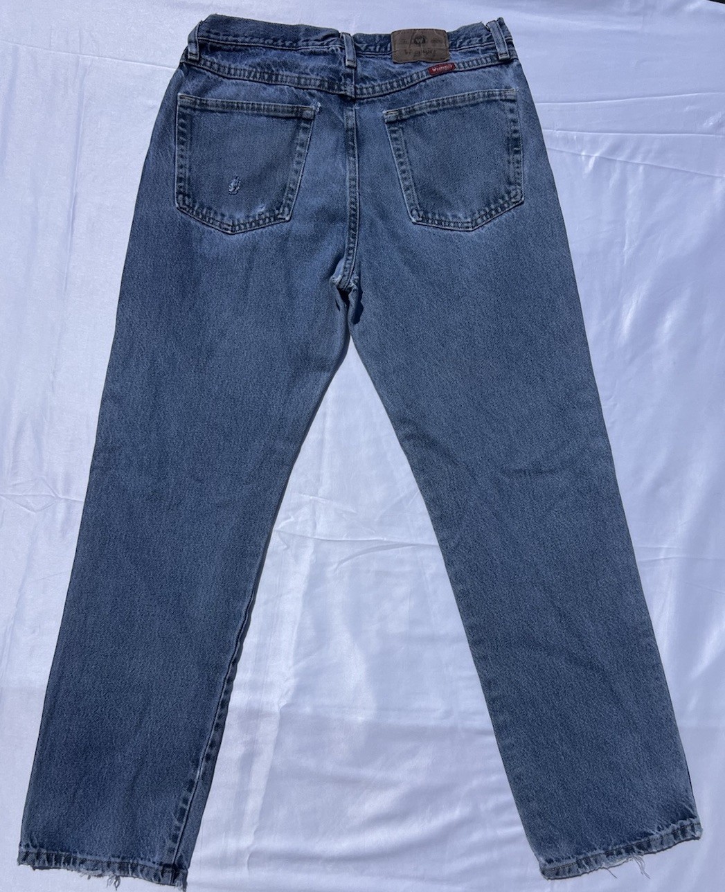 Vintage Wrangler USA Made Jeans Mens 33×32 Straight Leg Western Cowboy Denim Y2K