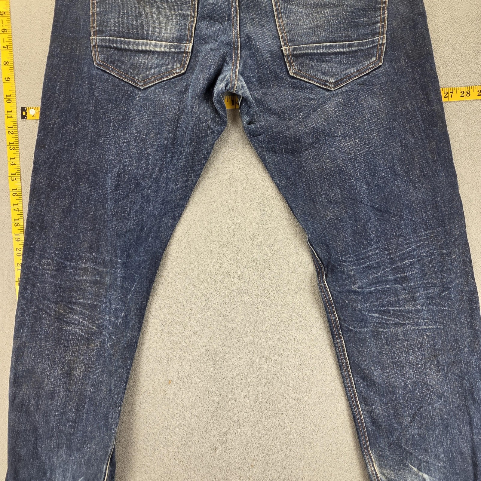 Selvedge Jeans Mens 34×32 Blue Regular Straight Farrell Buckle Back Honeycomb