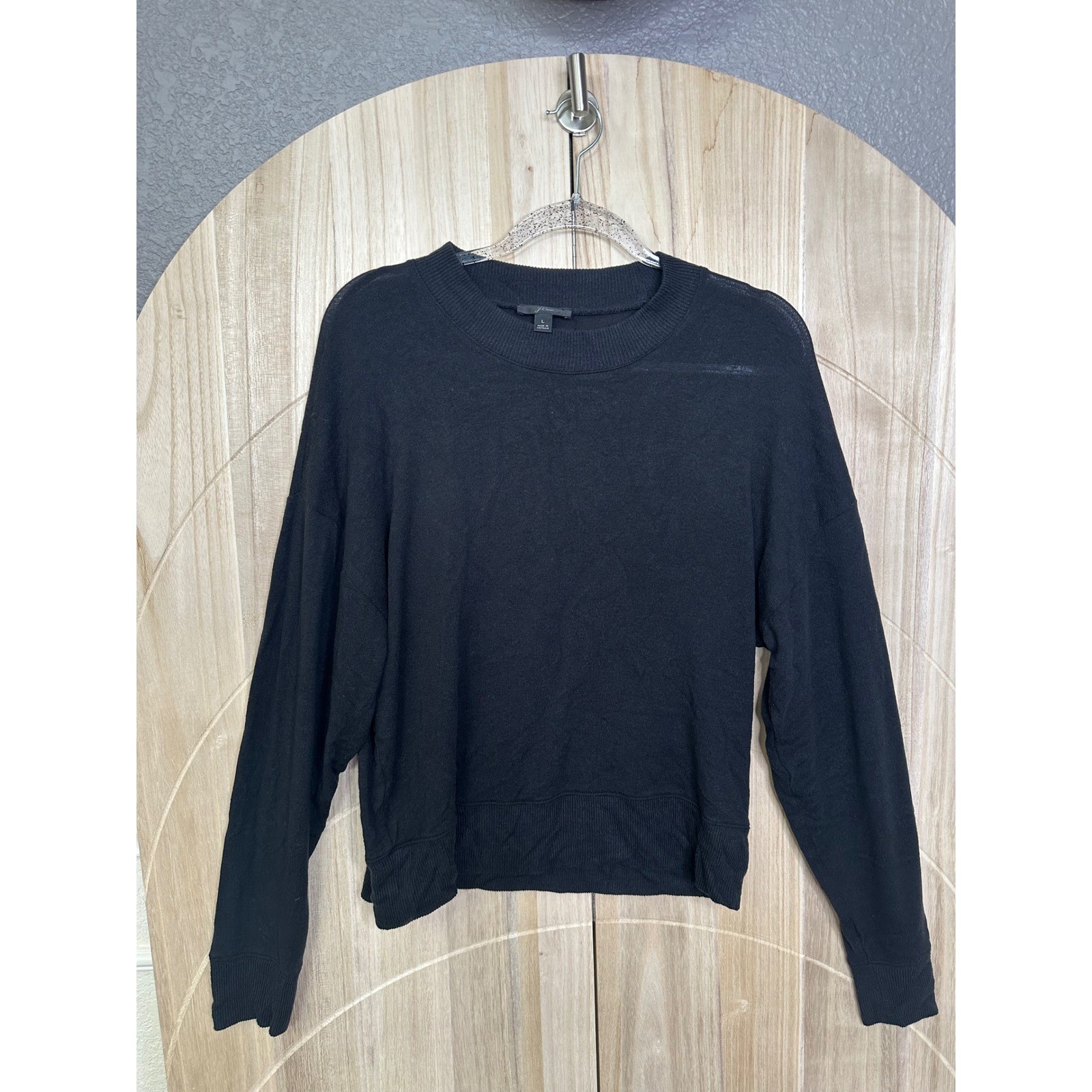 J.Crew Womens Black Crewneck super cozy mock neck Pullover Casual Top Sweatshirt