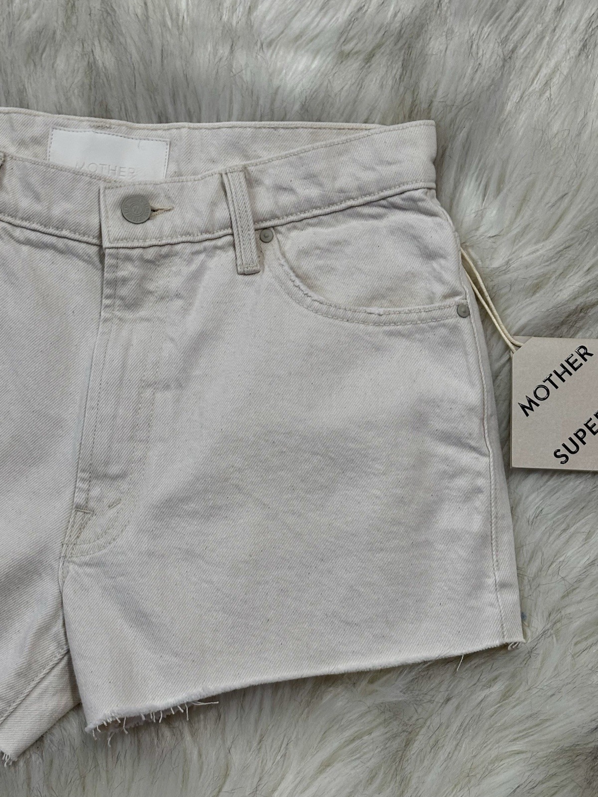 NWT MOTHER Dodger Fray Cut-Off Shorts Natural Selection Cream-colored SZ 27