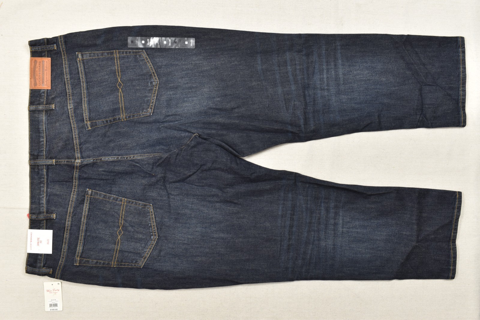 Lucky Brand Men’s Athletic Straight Barite Blue Denim Jeans Stretch 46×30 NEW