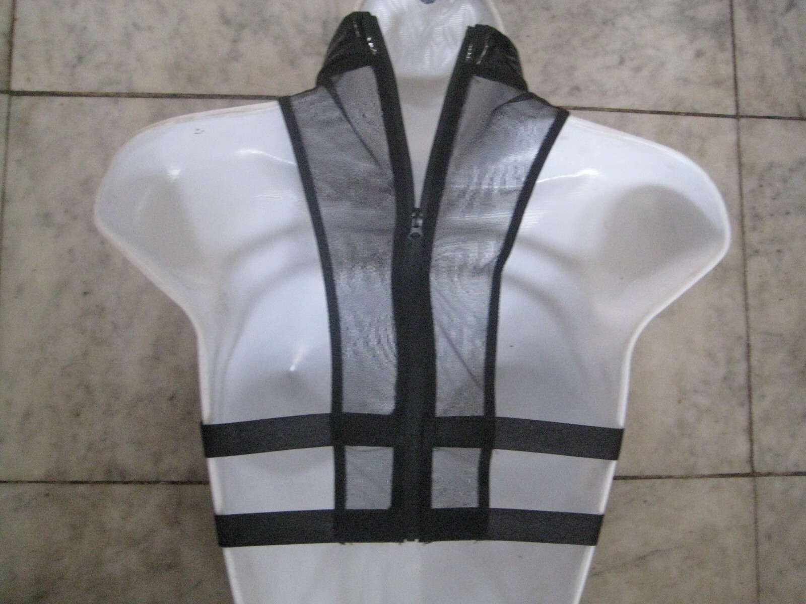 New 2 pc Black PVC / Mesh bra & G string size S sexy FREE S&H RARE