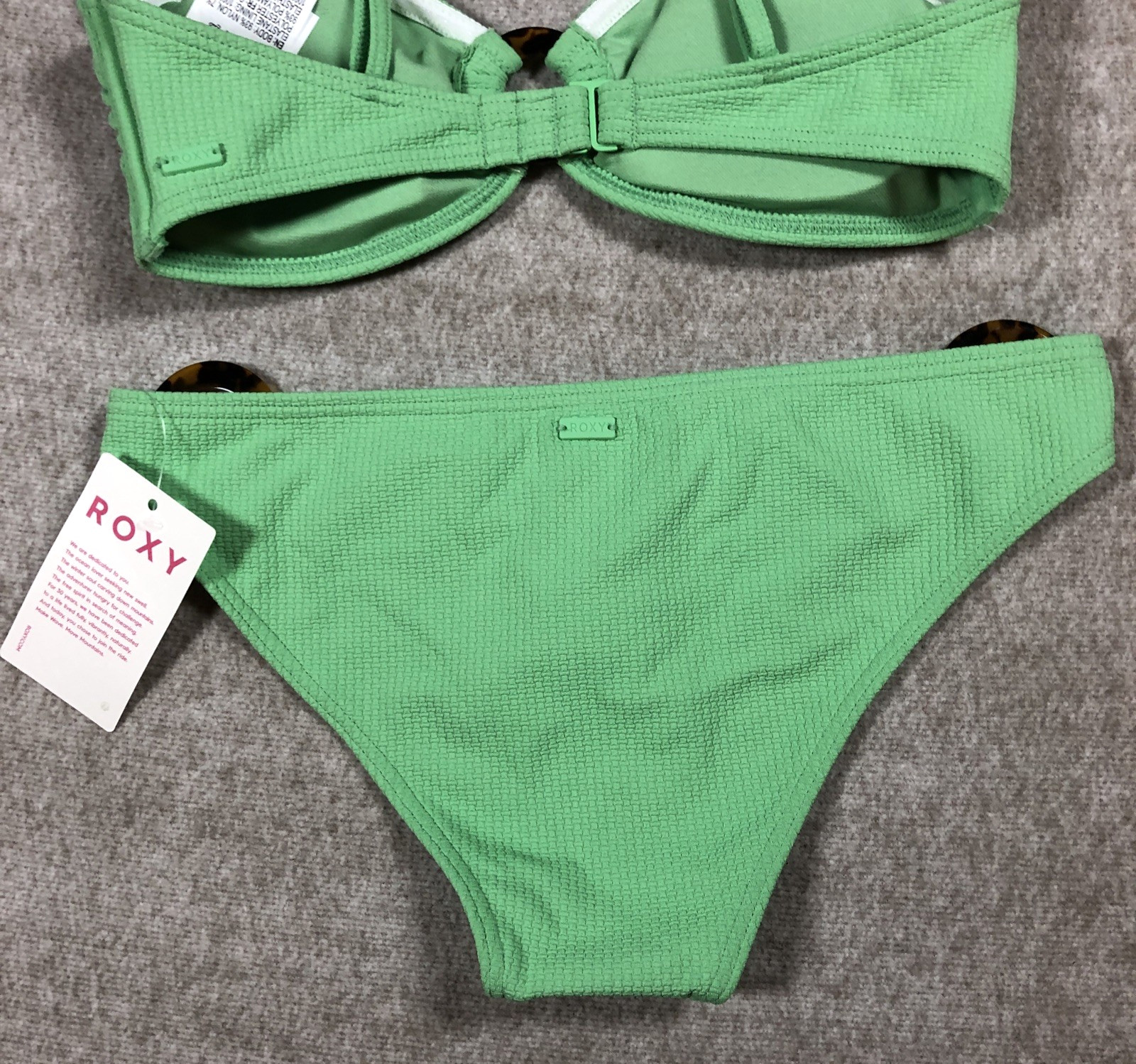 ROXY Color Jam Bikini Set Small UK 8 Absinthe Green 34A 32B 30C 2-Piece Swimwear