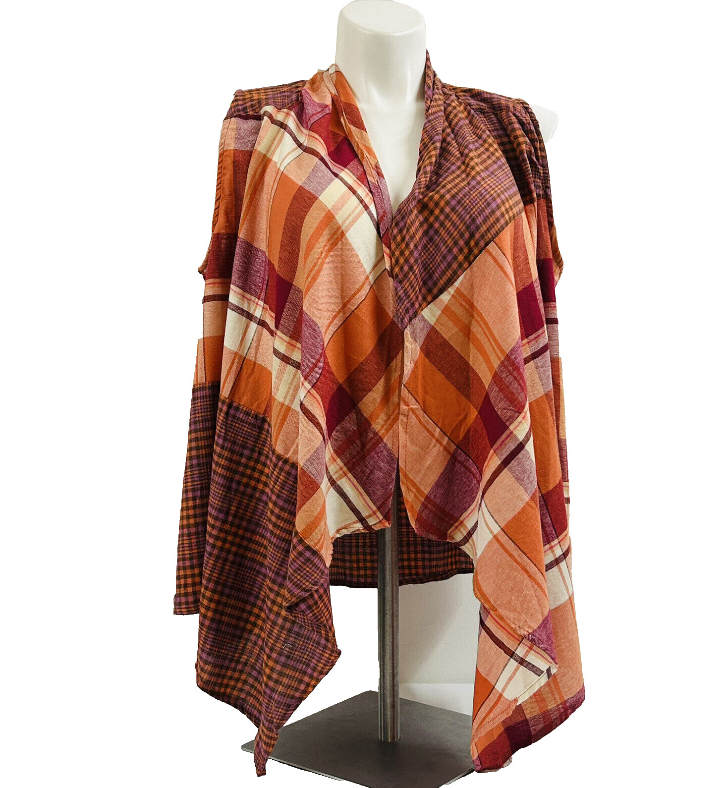 WOMAN CATO HI LOW COVER UP TOP BLOUSE Size XL Sleeveless Plaid Multi Color New